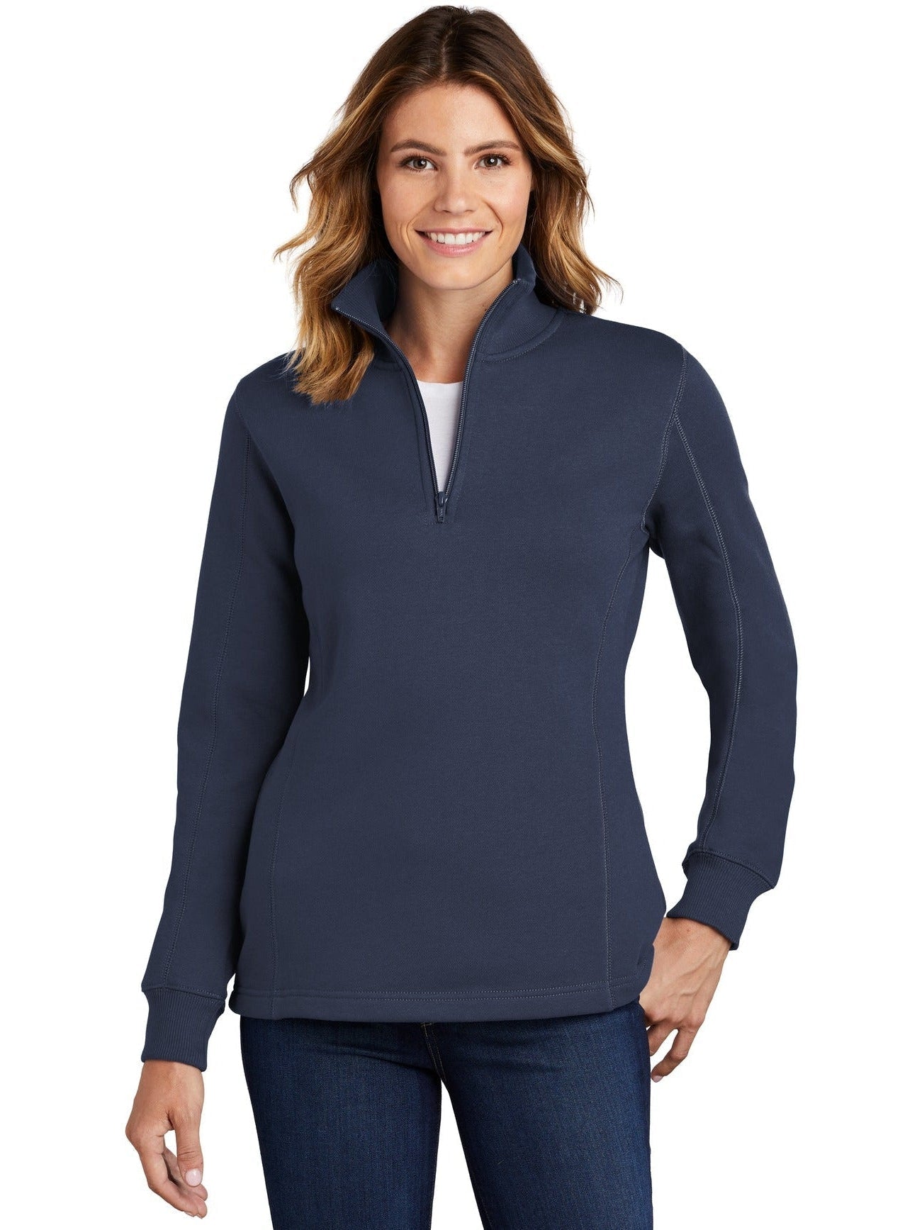 Sport-Tek Ladies 1/4 Zip Sweatshirt-Regular-Sport-Tek-True Navy-XS-Thread Logic