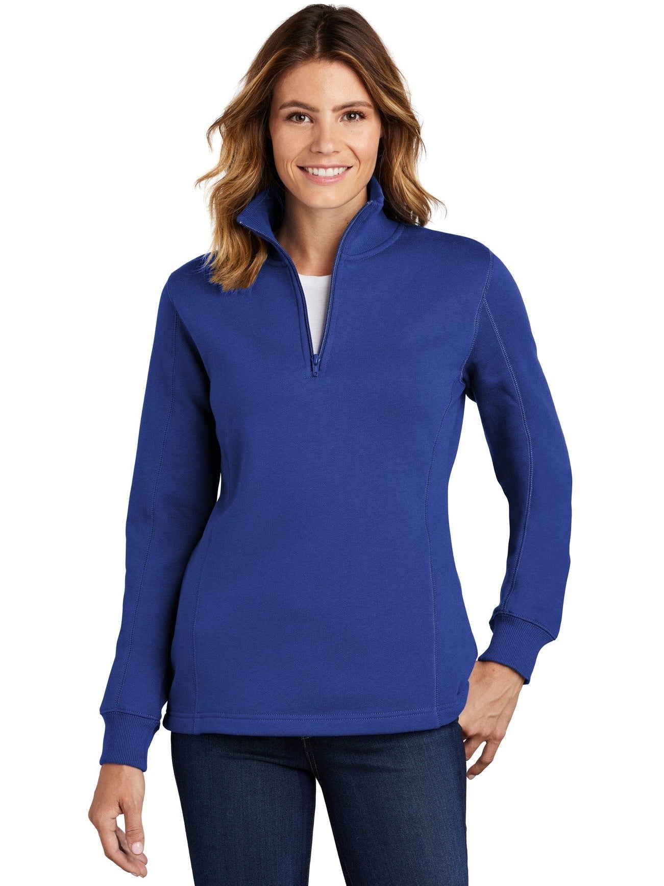 Sport-Tek Ladies 1/4 Zip Sweatshirt-Regular-Sport-Tek-True Royal-XS-Thread Logic