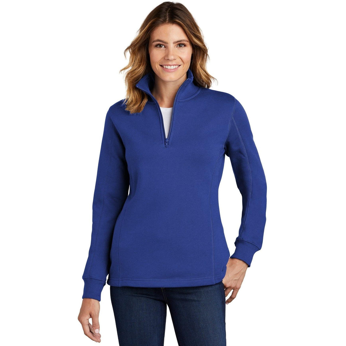 no-logo Sport-Tek Women's 1/4 Zip Sweatshirt-Quarter Zips-Sport-Tek-True Royal-XS-Thread Logic