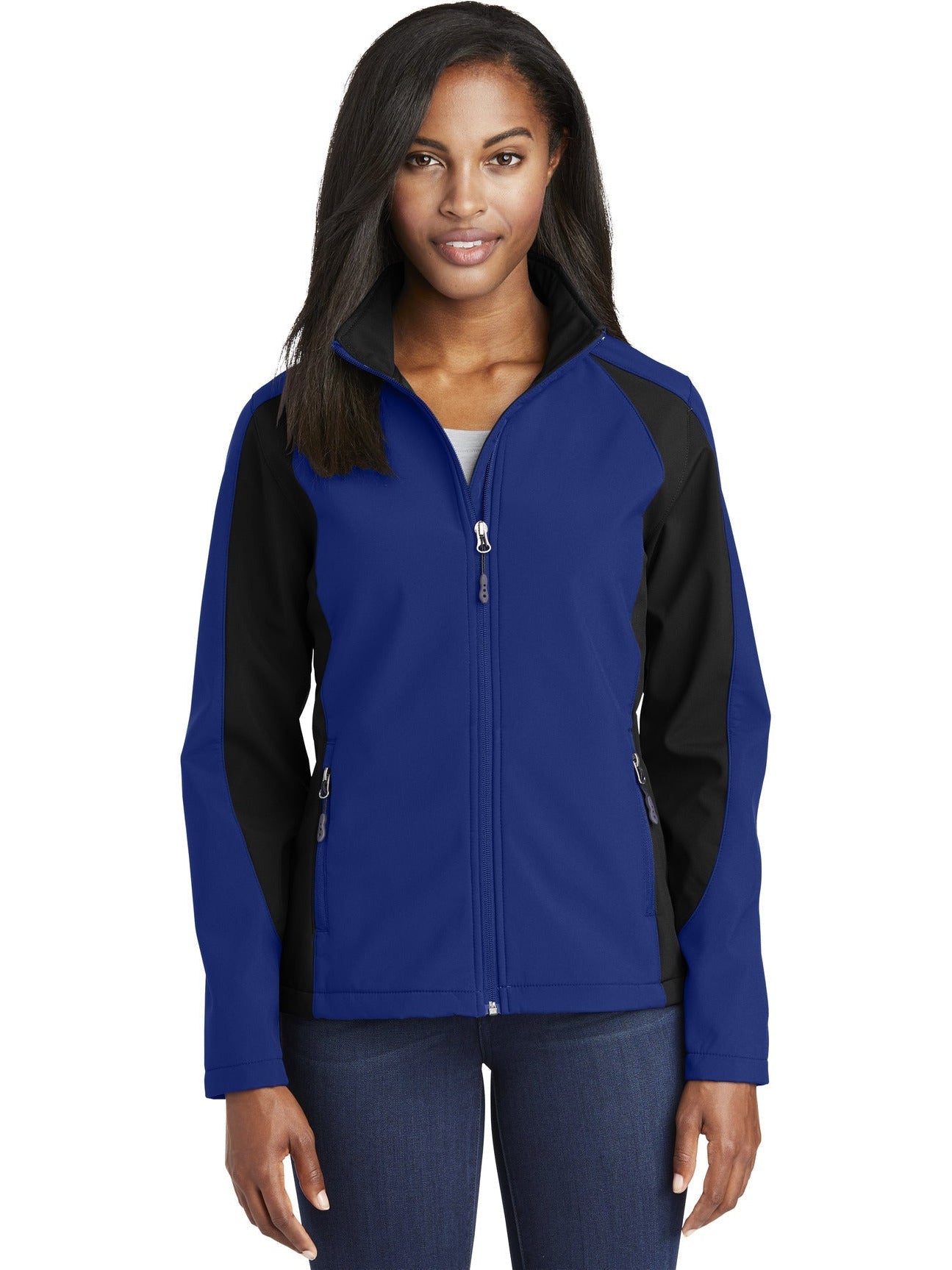 Sport-Tek Ladies Colorblock Soft Shell-Regular-Sport-Tek-True Royal/Black-XS-Thread Logic