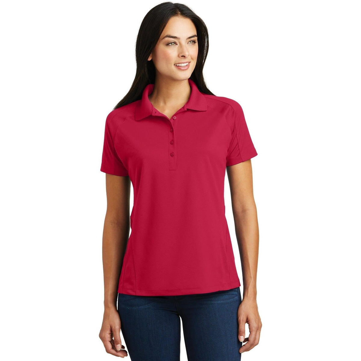 logo-left Sport-Tek Ladies Dri-Mesh Pro Polo-Regular-Sport-Tek-Engine Red-S-Thread Logic