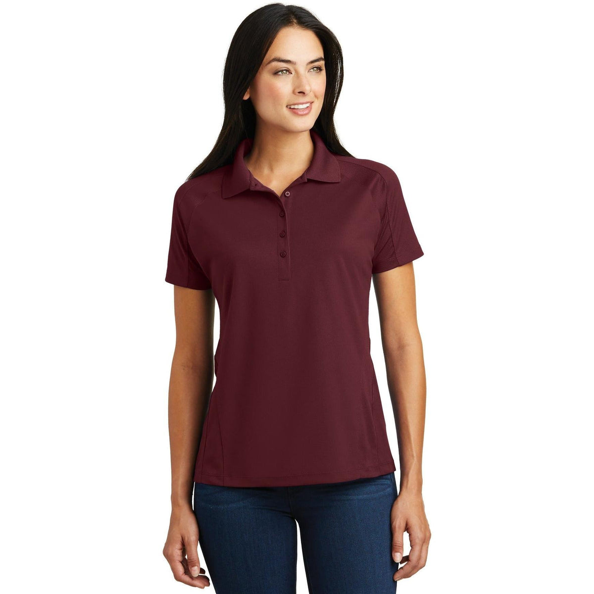 logo-left Sport-Tek Ladies Dri-Mesh Pro Polo-Regular-Sport-Tek-Maroon-S-Thread Logic