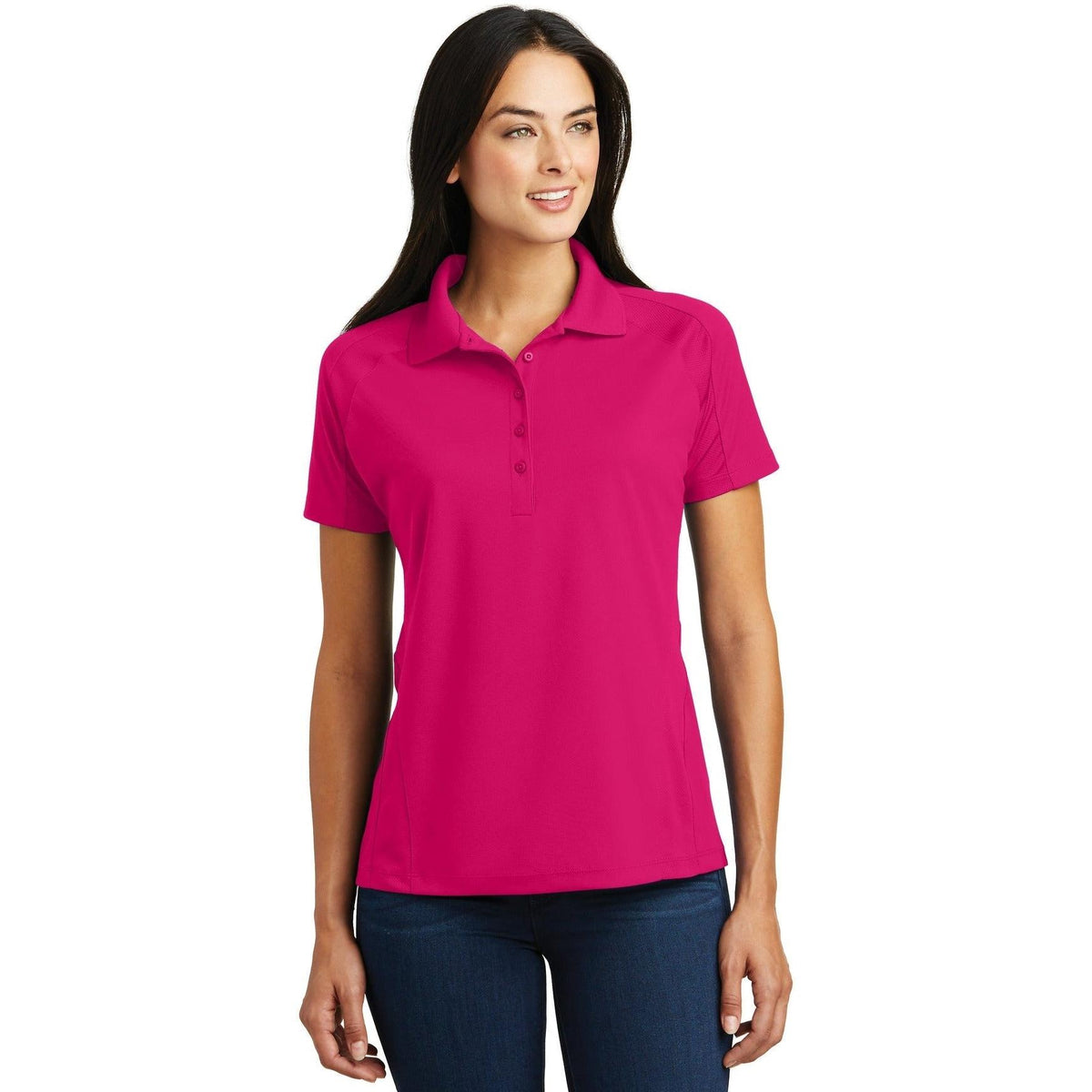 logo-left Sport-Tek Ladies Dri-Mesh Pro Polo-Regular-Sport-Tek-Pink Raspberry-S-Thread Logic