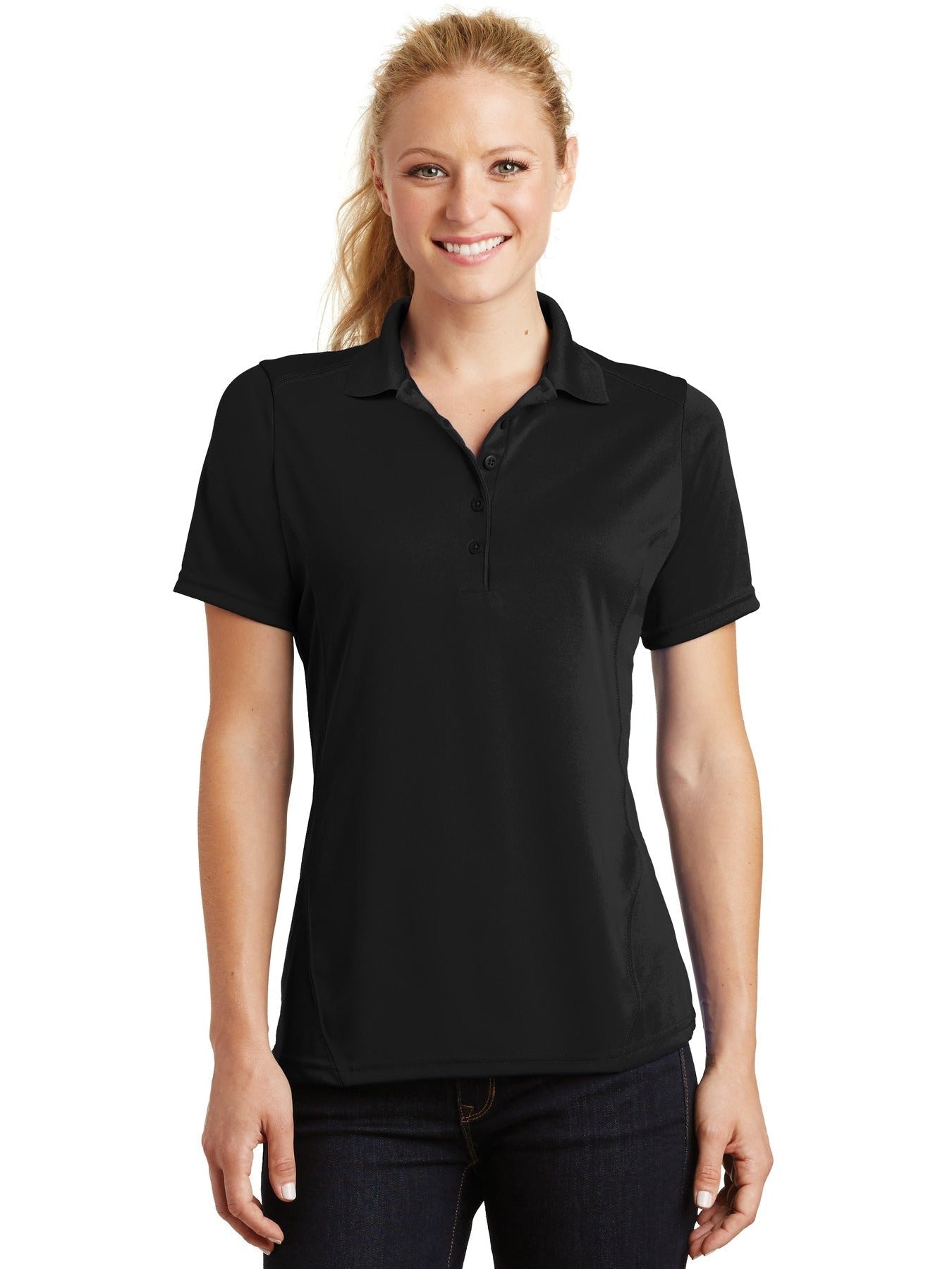 Sport-Tek Ladies Dry Zone Raglan Accent Polo-Regular-Sport-Tek-Black-S-Thread Logic