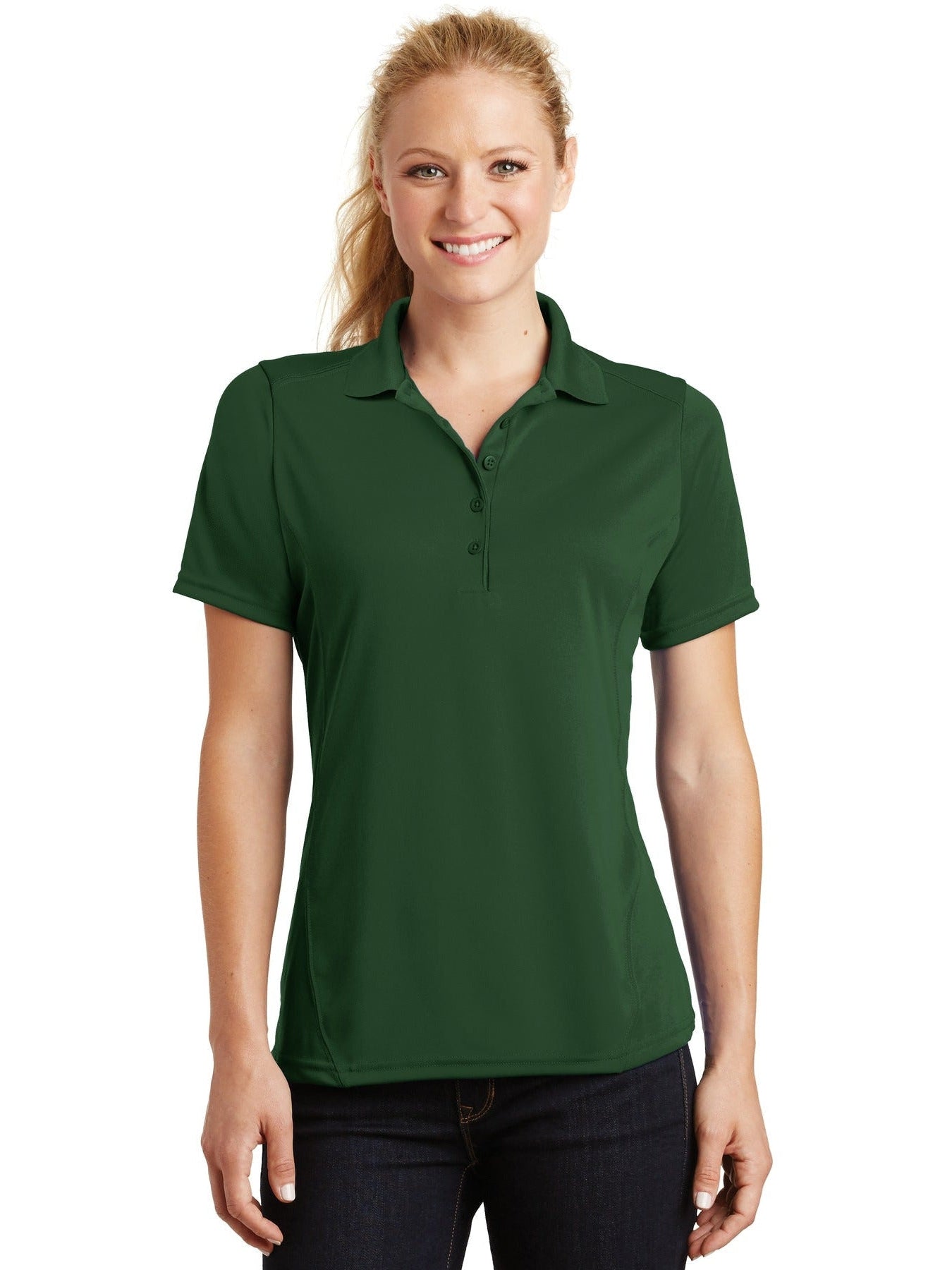 Sport-Tek Ladies Dry Zone Raglan Accent Polo-Regular-Sport-Tek-Forest Green-S-Thread Logic