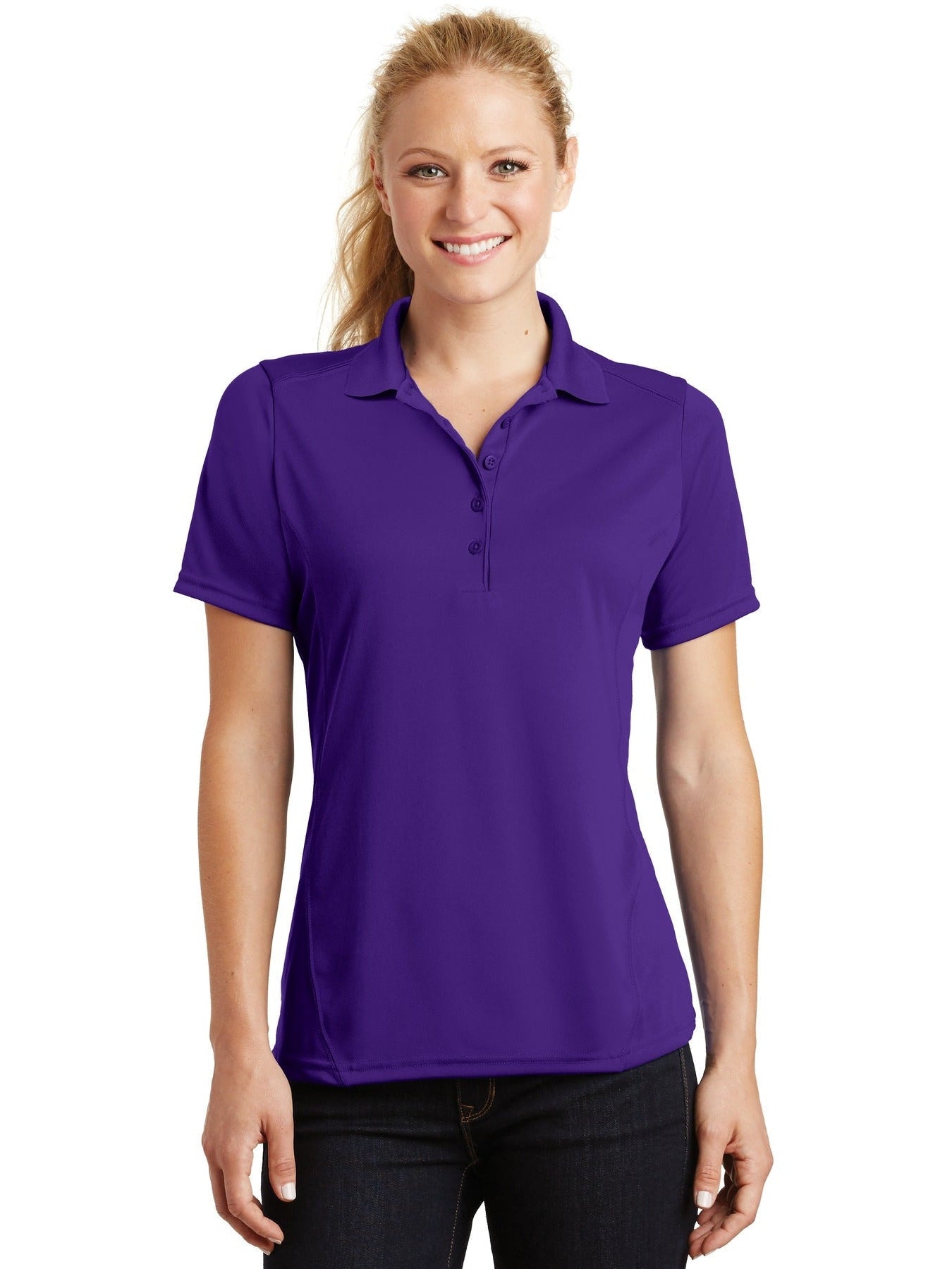 Sport-Tek Ladies Dry Zone Raglan Accent Polo-Regular-Sport-Tek-Purple-S-Thread Logic