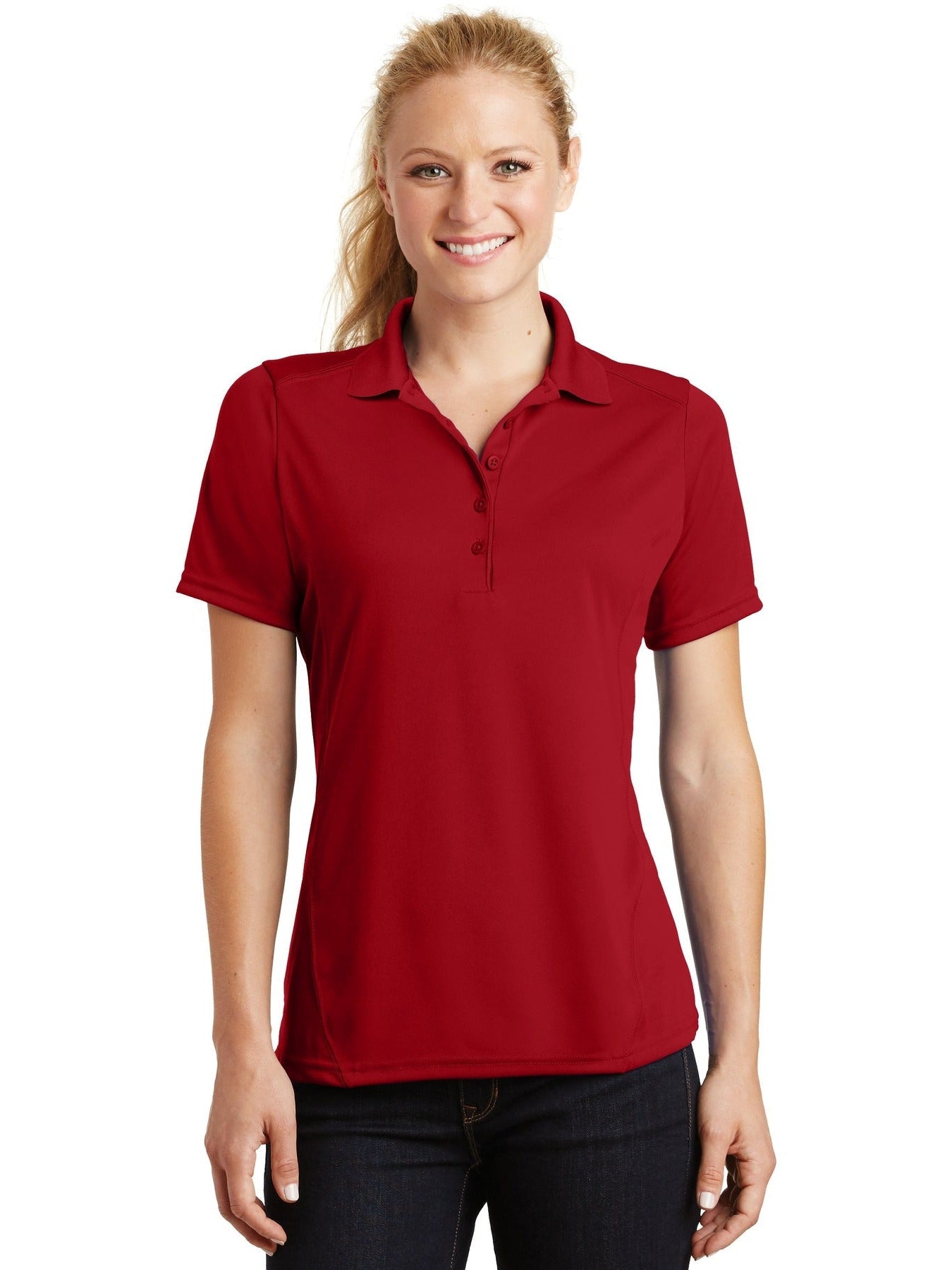 Sport-Tek Ladies Dry Zone Raglan Accent Polo-Regular-Sport-Tek-True Red-S-Thread Logic