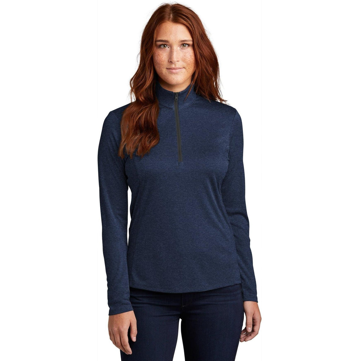 logo-left Sport-Tek Ladies Endeavor 1/2-Zip Pullover-Regular-Sport-Tek-Dark Royal Heather-S-Thread Logic