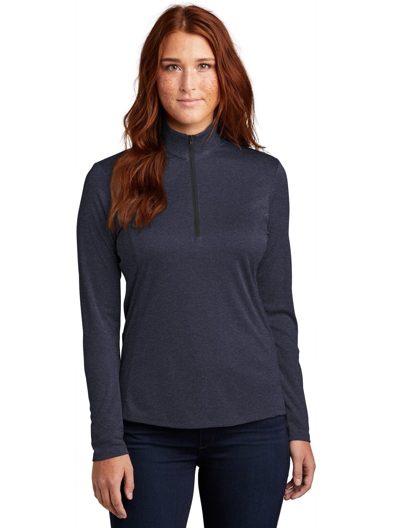 Sport-Tek Ladies Endeavor 1/2-Zip Pullover-Regular-Sport-Tek-Deep Navy Heather-S-Thread Logic