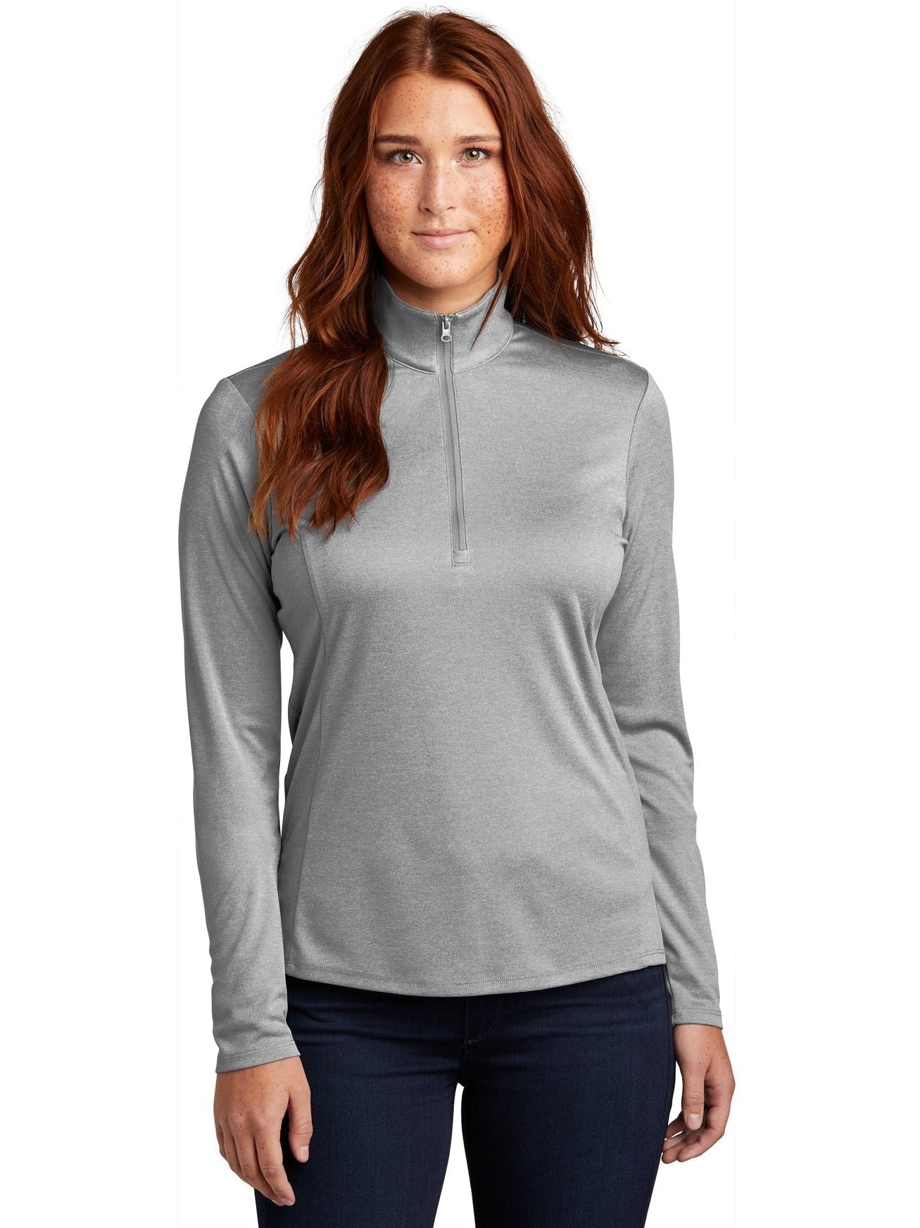 Sport-Tek Ladies Endeavor 1/2-Zip Pullover-Regular-Sport-Tek-Light Grey Heather-S-Thread Logic