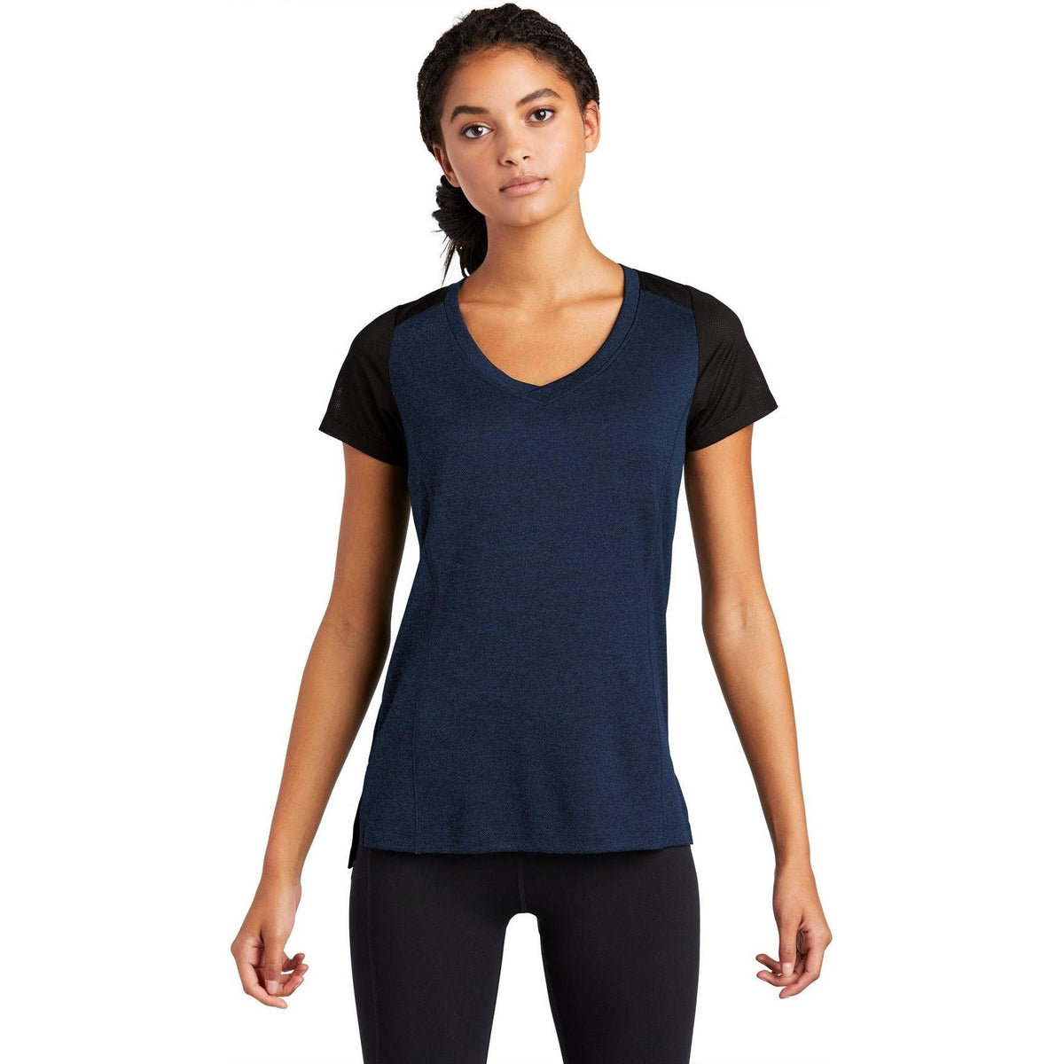 no-logo Sport-Tek Ladies Endeavor Tee-Active-Sport-Tek-Dark Royal Heather/Black-S-Thread Logic