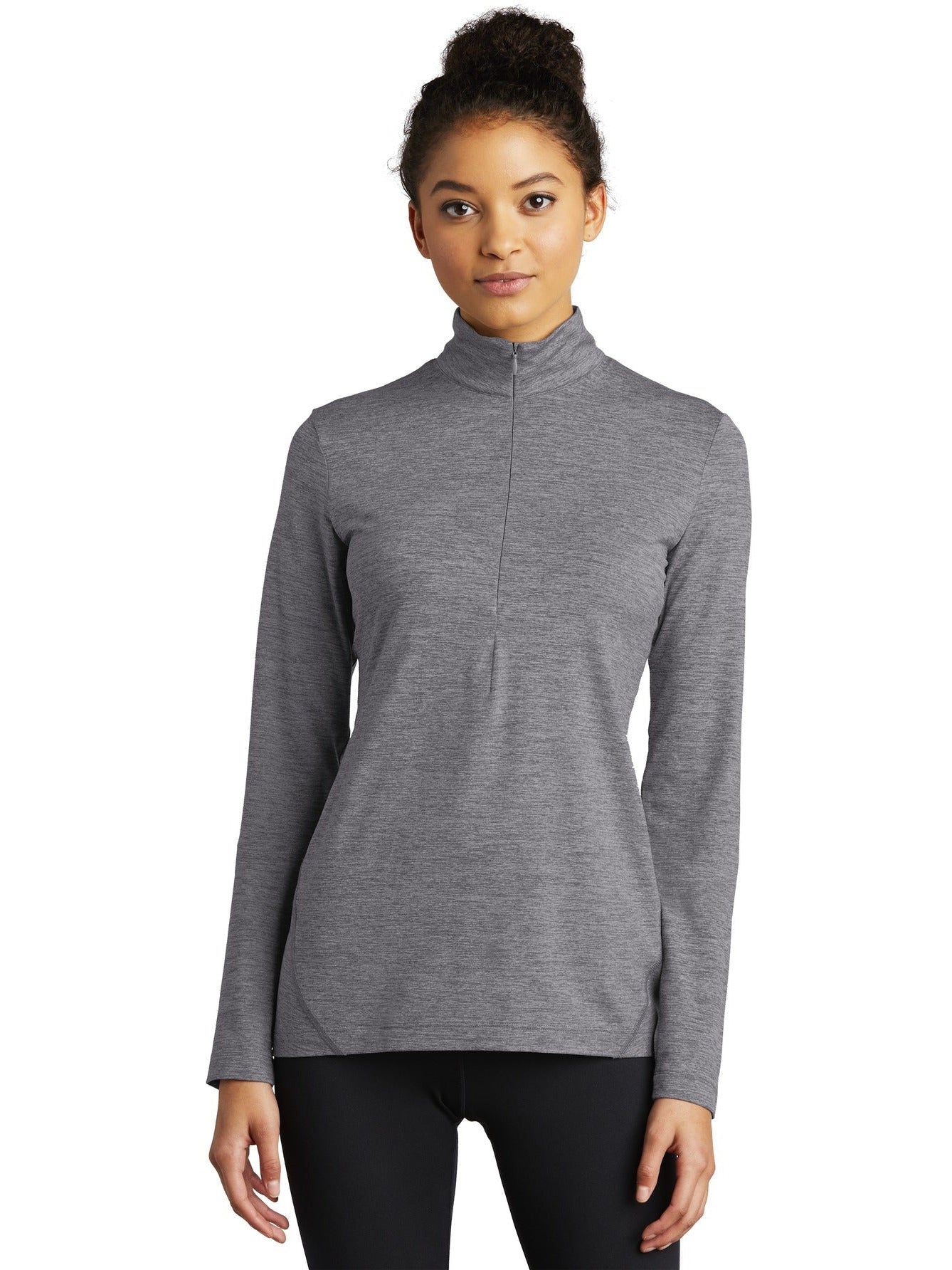 Sport-Tek Ladies Exchange 1.5 Long Sleeve 1/2-Zip-Regular-Sport-Tek-Grey Heather-S-Thread Logic