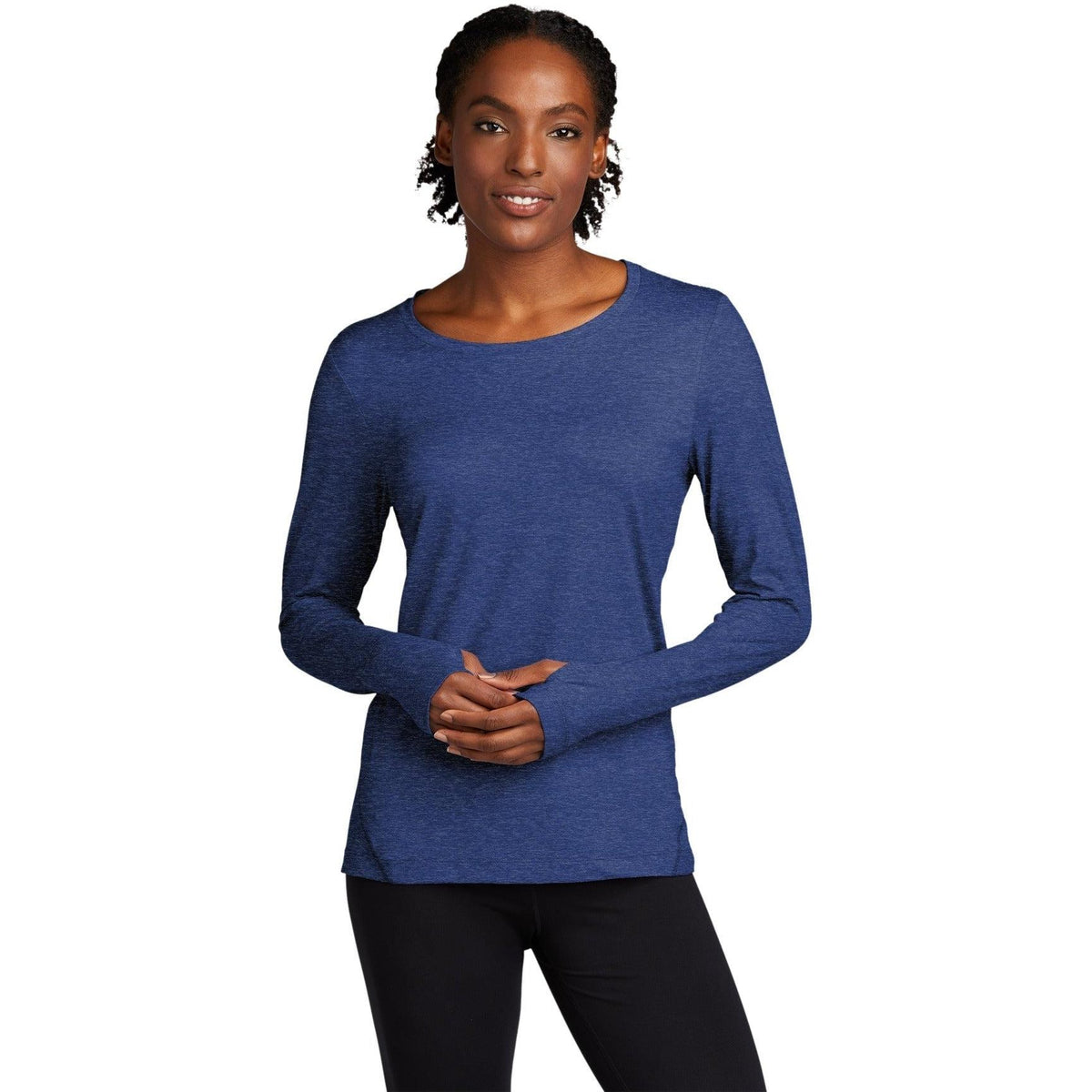 no-logo Sport-Tek Ladies Exchange 1.5 Long Sleeve Crew-Regular-Sport-Tek-True Royal Heather-S-Thread Logic