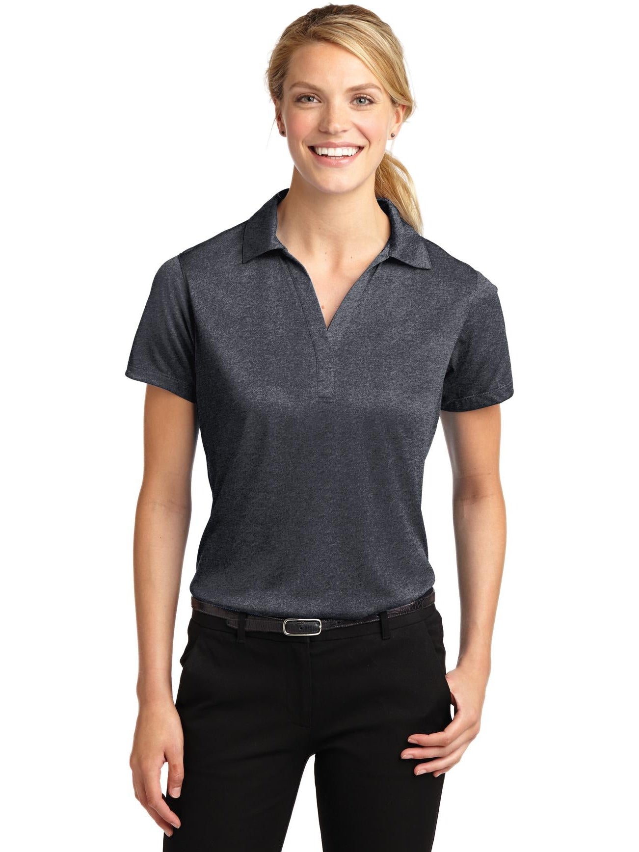 Sport-Tek Ladies Heather Contender Polo-Regular-Sport-Tek-Graphite Heather-S-Thread Logic