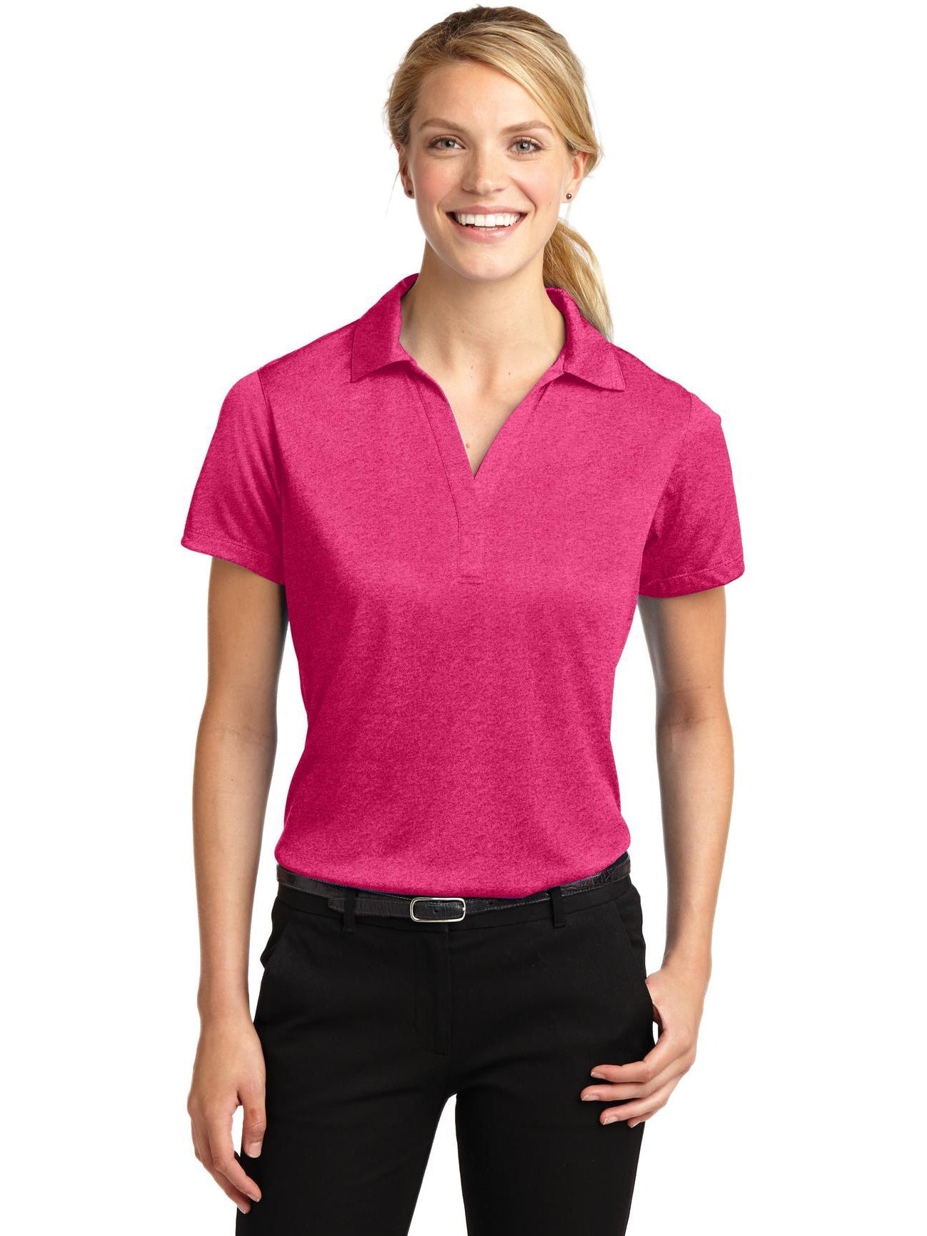 Sport-Tek Ladies Heather Contender Polo-Regular-Sport-Tek-Pink Raspberry Heather-XS-Thread Logic