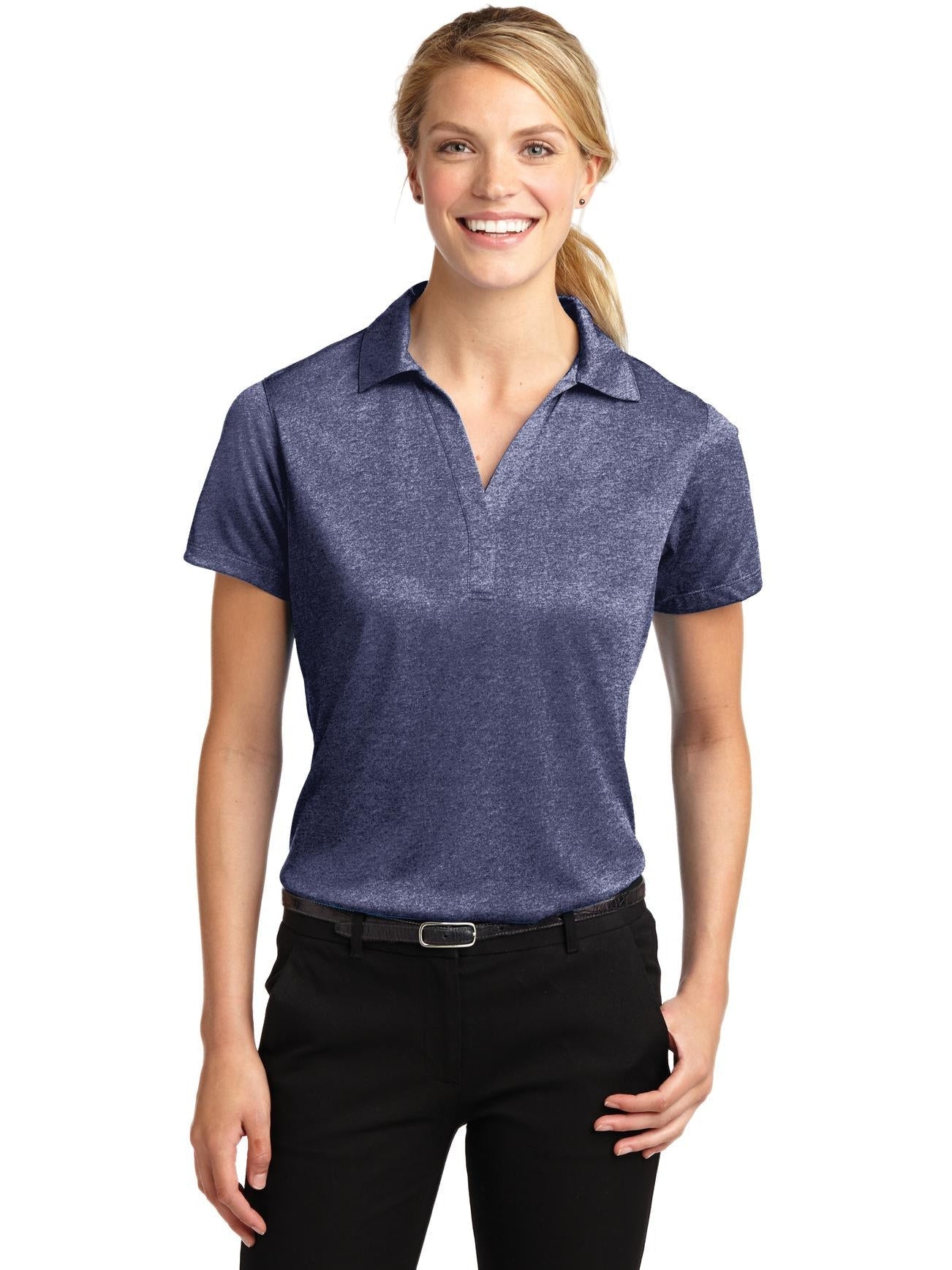 Sport-Tek Ladies Heather Contender Polo-Regular-Sport-Tek-True Navy Heather-S-Thread Logic