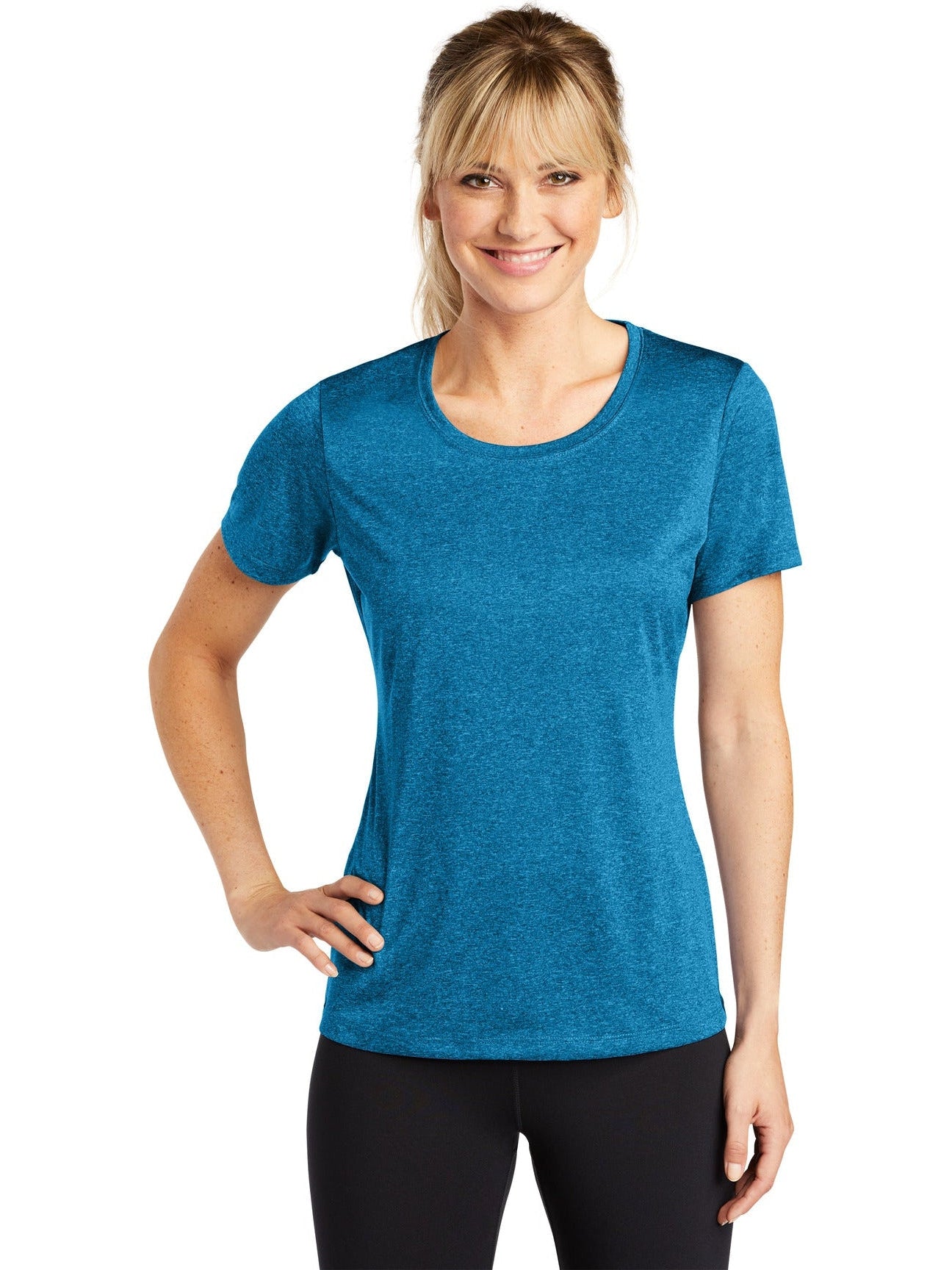 Sport-Tek Ladies Heather Contender Scoop Neck Tee-Regular-Sport-Tek-Blue Wake Heather-S-Thread Logic