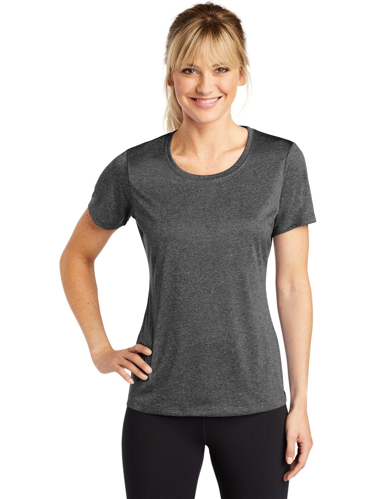 Sport-Tek Ladies Heather Contender Scoop Neck Tee-Regular-Sport-Tek-Graphite Heather-S-Thread Logic