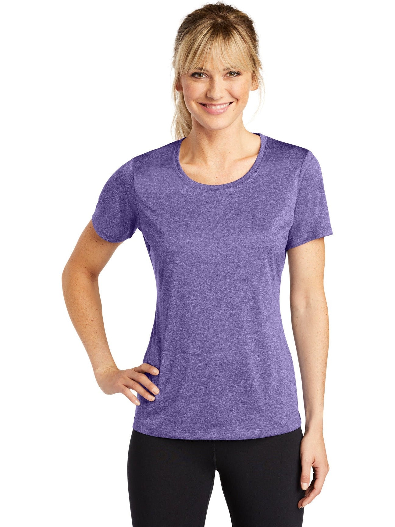 Sport-Tek Ladies Heather Contender Scoop Neck Tee-Regular-Sport-Tek-Purple Heather-S-Thread Logic