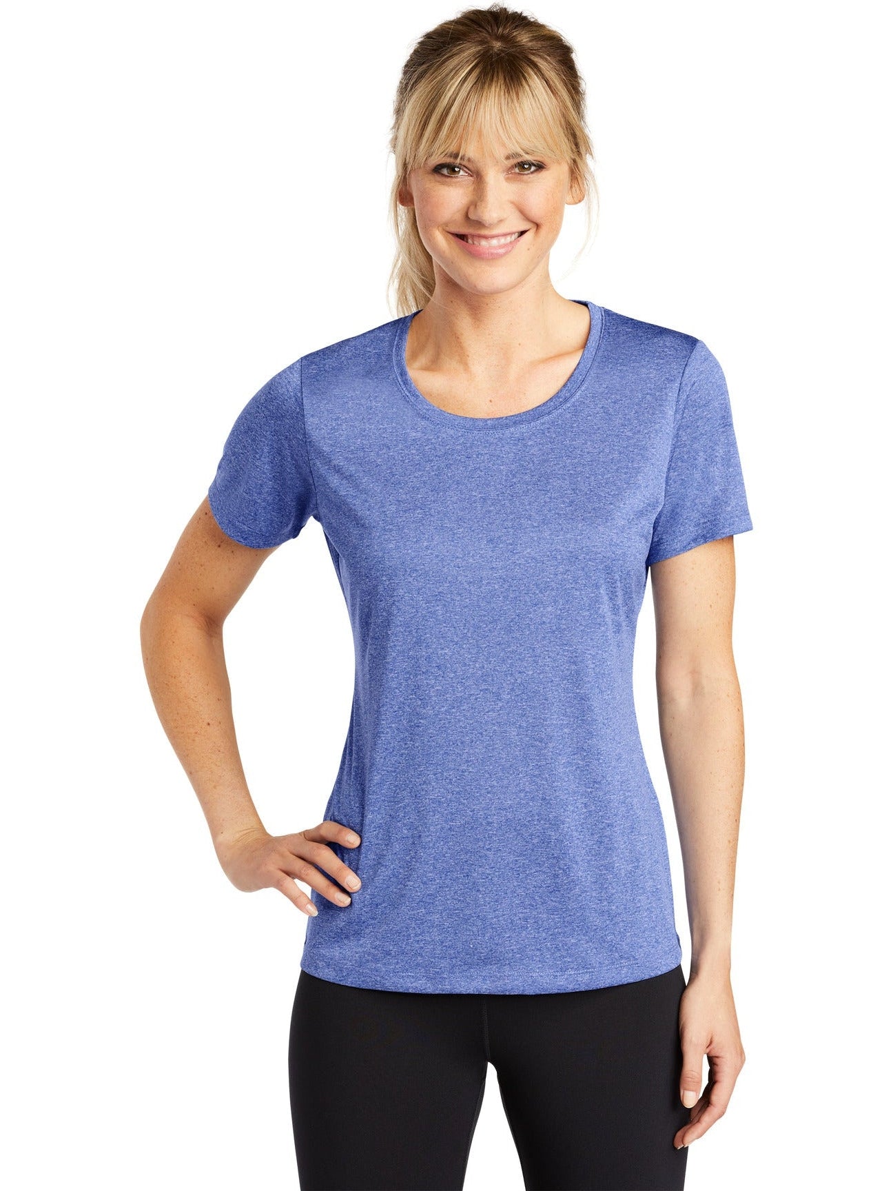 Sport-Tek Ladies Heather Contender Scoop Neck Tee-Regular-Sport-Tek-True Royal Heather-S-Thread Logic