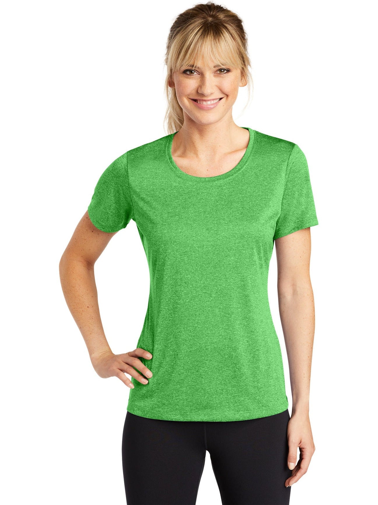 Sport-Tek Ladies Heather Contender Scoop Neck Tee-Regular-Sport-Tek-Turf Green Heather-S-Thread Logic