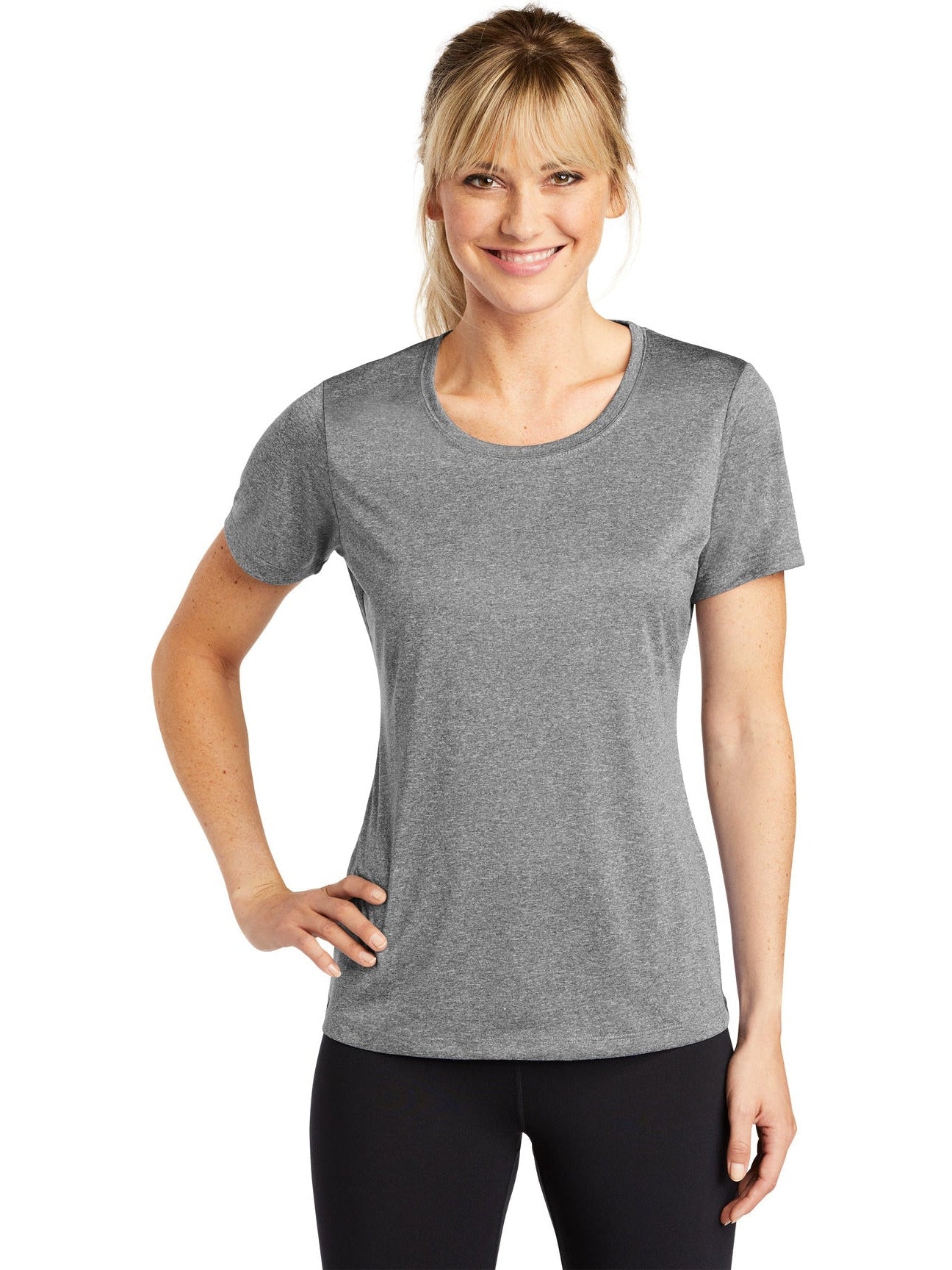 Sport-Tek Ladies Heather Contender Scoop Neck Tee-Regular-Sport-Tek-Vintage Heather-S-Thread Logic