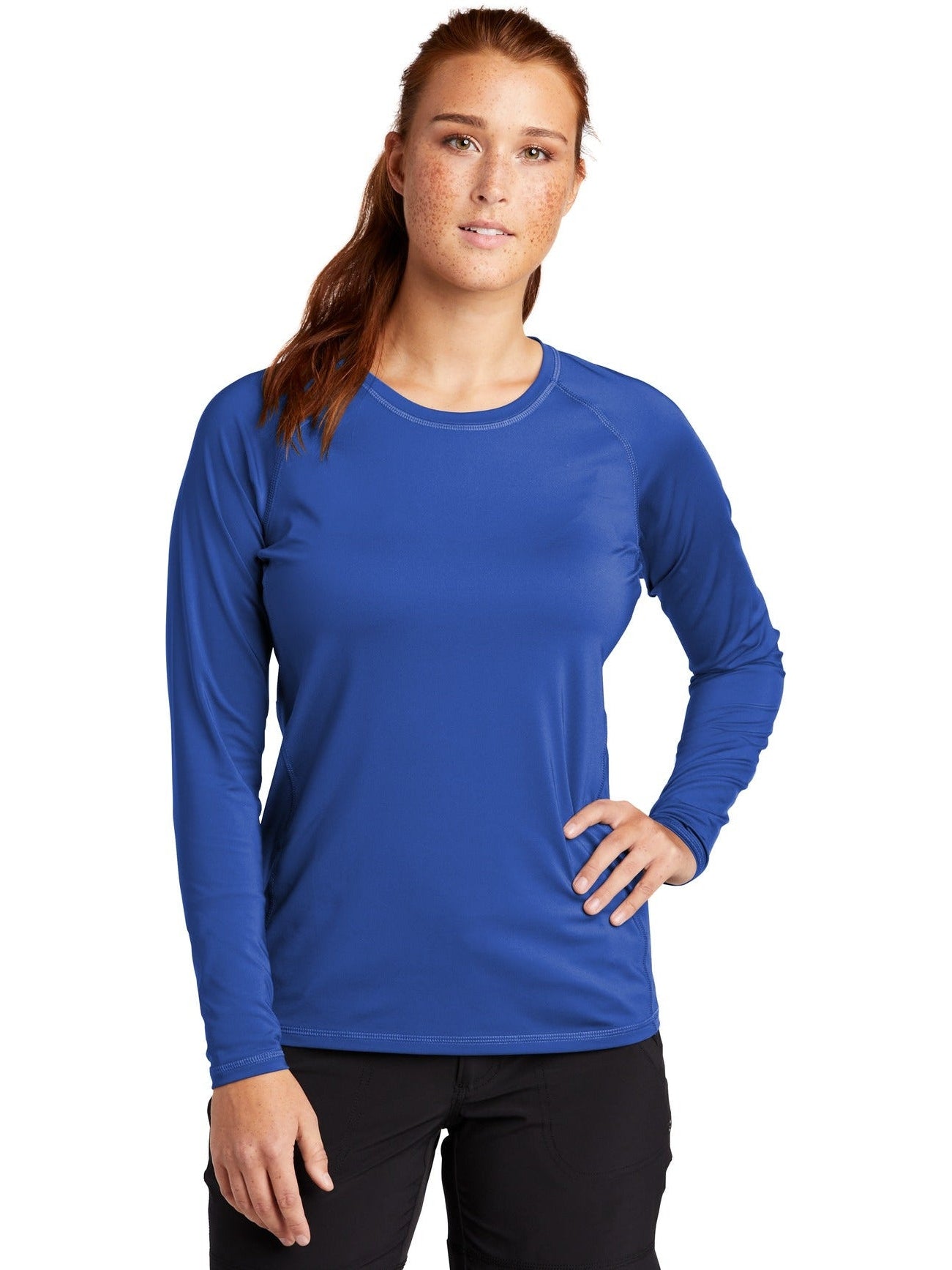 Sport-Tek Ladies Long Sleeve Rashguard Tee-Regular-Sport-Tek-True Royal-S-Thread Logic