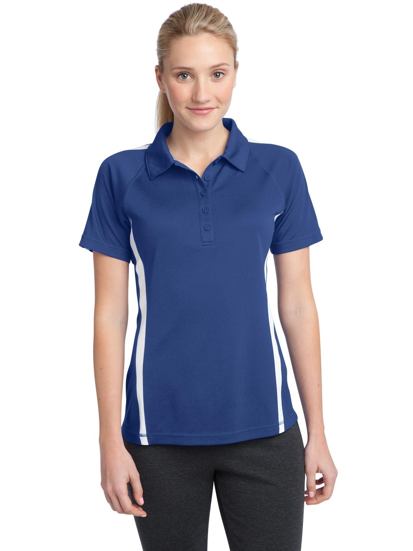 Sport-Tek Ladies Micro-Mesh Colorblock Polo-Regular-Sport-Tek-True Royal/White-XS-Thread Logic