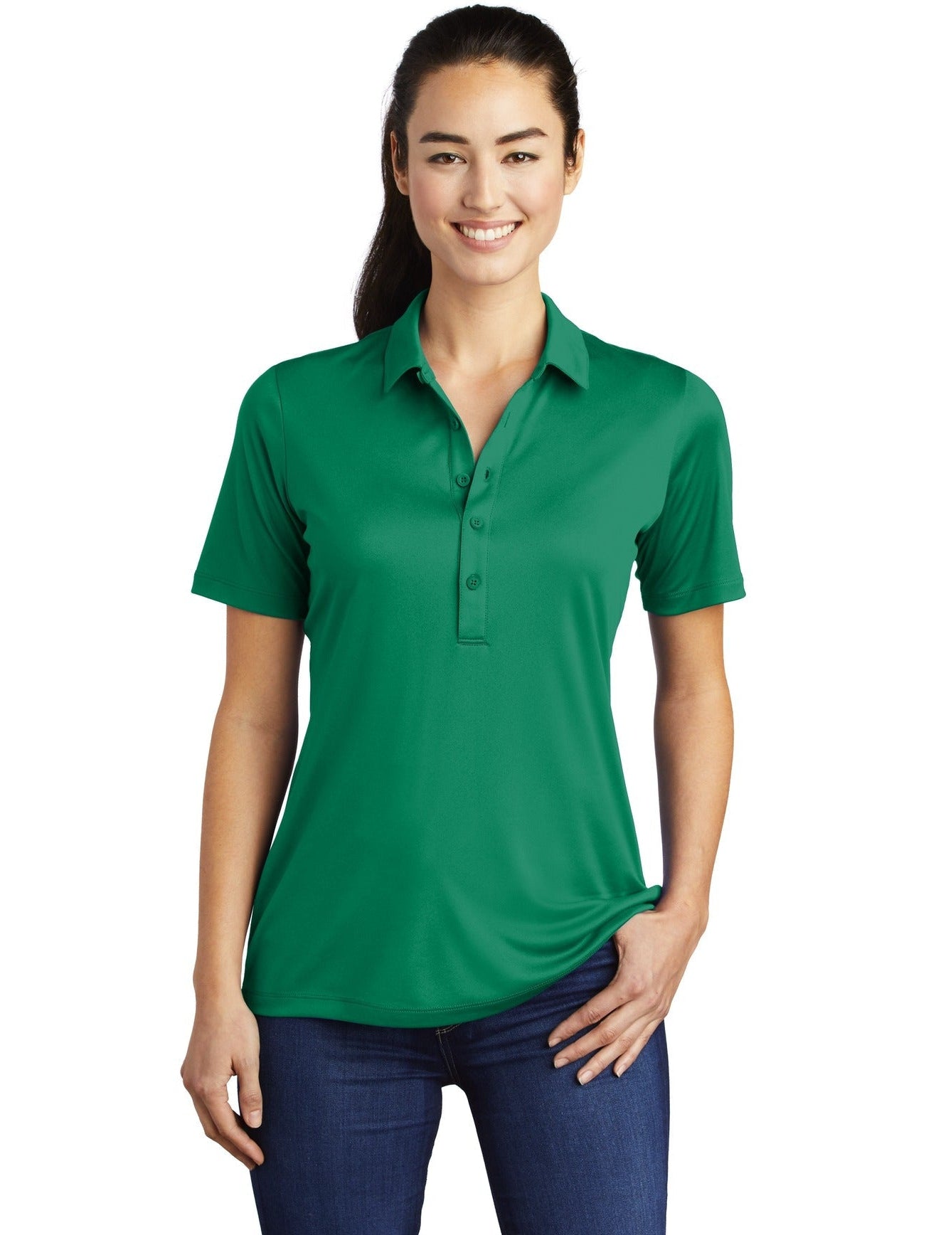 Sport-Tek Ladies Posi-UV Pro Polo-Regular-Sport-Tek-Kelly Green-S-Thread Logic
