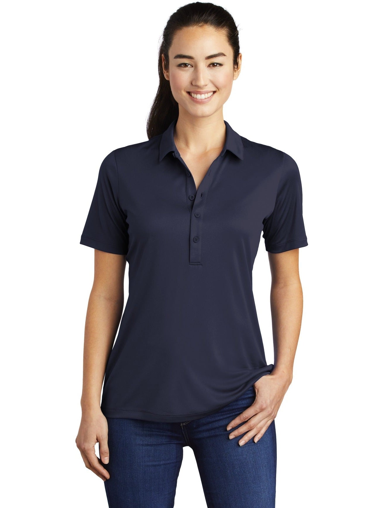 Sport-Tek Ladies Posi-UV Pro Polo-Regular-Sport-Tek-True Navy-S-Thread Logic