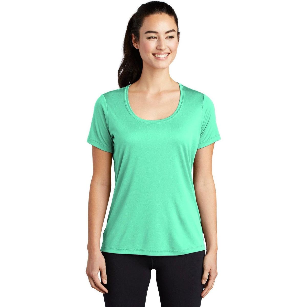 no-logo Sport-Tek Ladies Posi-Uv Pro Scoop Neck Tee-Active-Sport-Tek-Bright Seafoam-S-Thread Logic