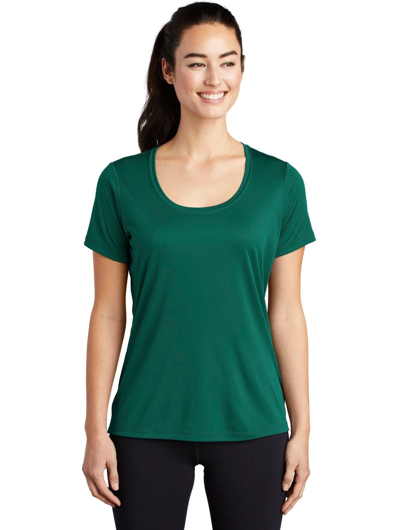 Sport-Tek Ladies Posi-Uv Pro Scoop Neck Tee-Active-Sport-Tek-Marine Green-S-Thread Logic