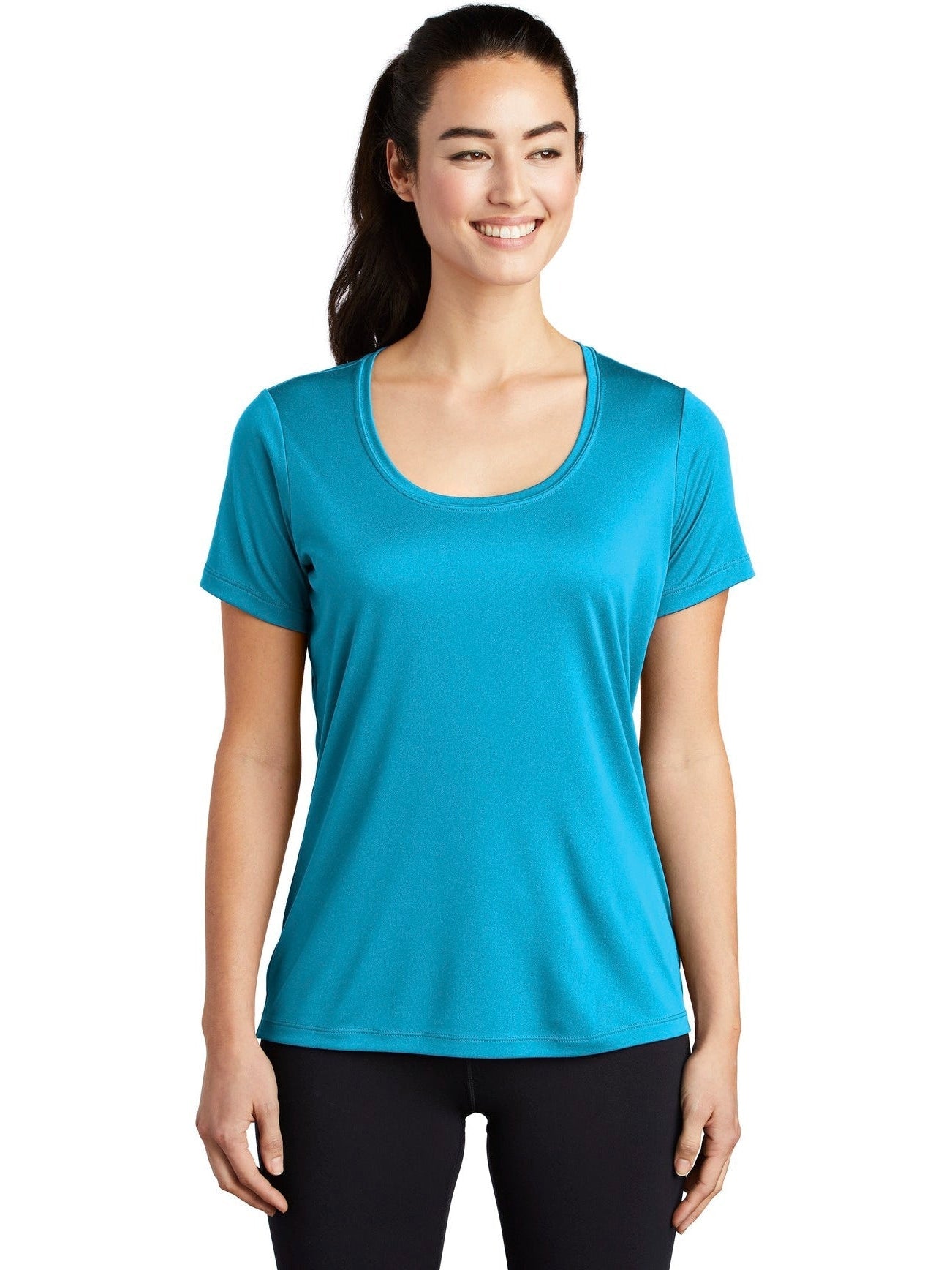No-Logo CLOSEOUT - Sport-Tek Ladies Posi-Uv Pro Scoop Neck Tee-Polos-Sport-Tek-Sapphire-S-Thread Logic