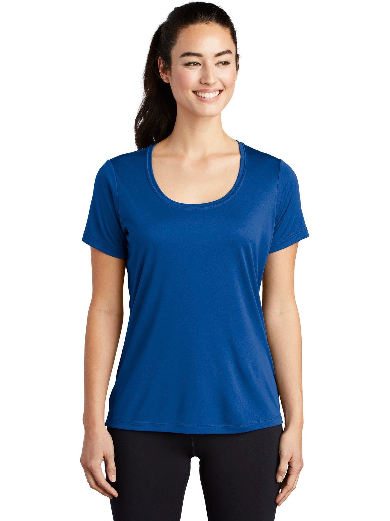 No-Logo CLOSEOUT - Sport-Tek Ladies Posi-Uv Pro Scoop Neck Tee-Polos-Sport-Tek-True Royal-S-Thread Logic