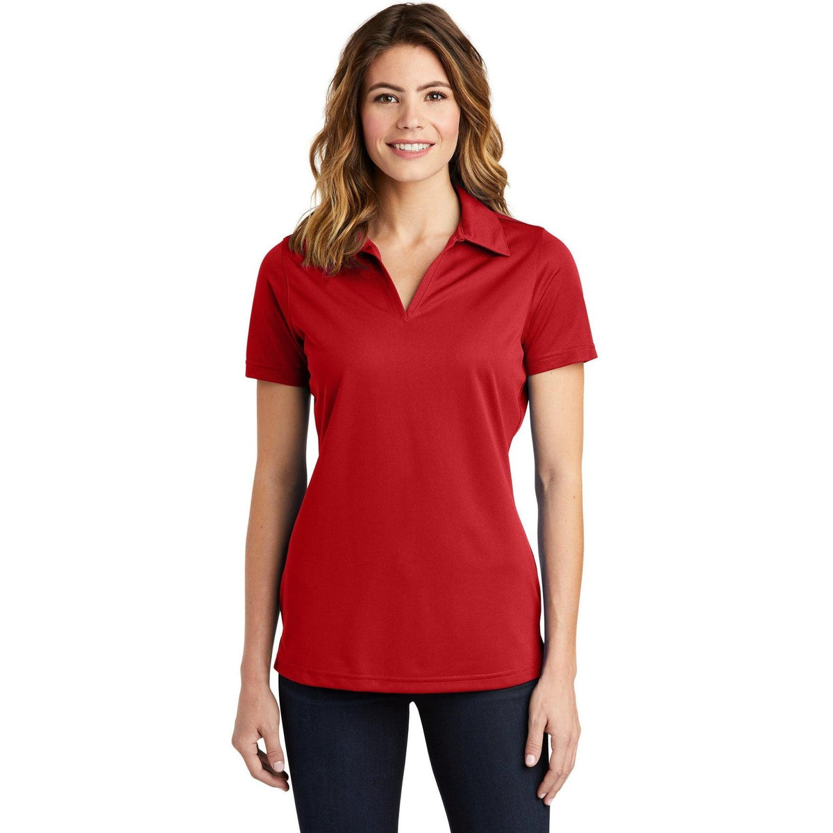 no-logo Sport-Tek Ladies PosiCharge Active Textured Polo-Regular-Sport-Tek-True Red-S-Thread Logic