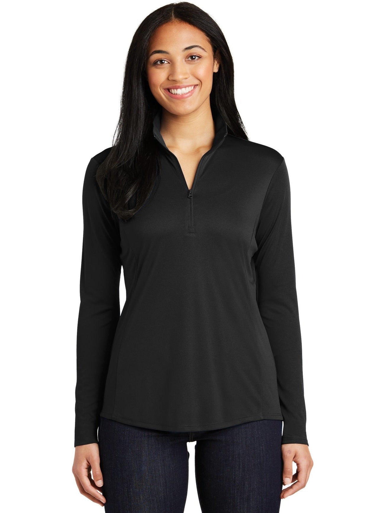 Sport-Tek Ladies PosiCharge Competitor 1/4-Zip Pullover-Regular-Sport-Tek-Black-XS-Thread Logic