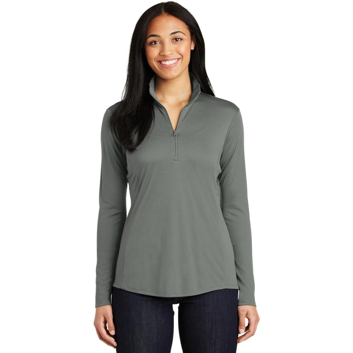 no-logo Sport-Tek Women's PosiCharge Competitor 1/4-Zip Pullover-Quarter Zips-Sport-Tek-Grey Concrete-XS-Thread Logic