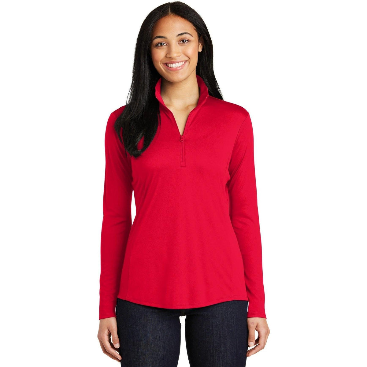 no-logo Sport-Tek Women's PosiCharge Competitor 1/4-Zip Pullover-Quarter Zips-Sport-Tek-True Red-XS-Thread Logic