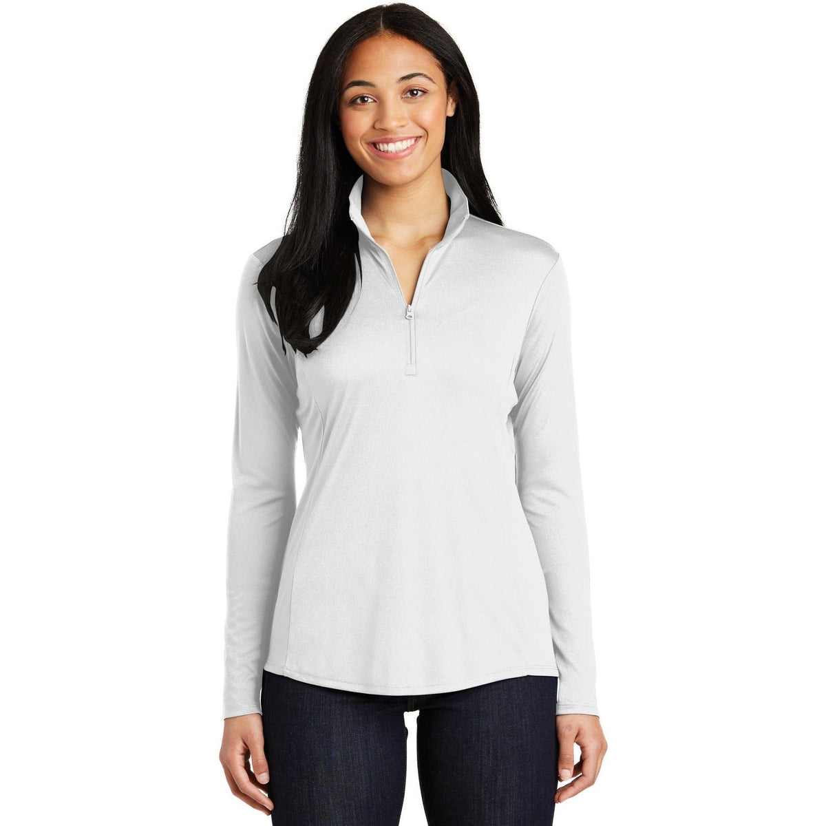 no-logo Sport-Tek Women's PosiCharge Competitor 1/4-Zip Pullover-Quarter Zips-Sport-Tek-White-XS-Thread Logic