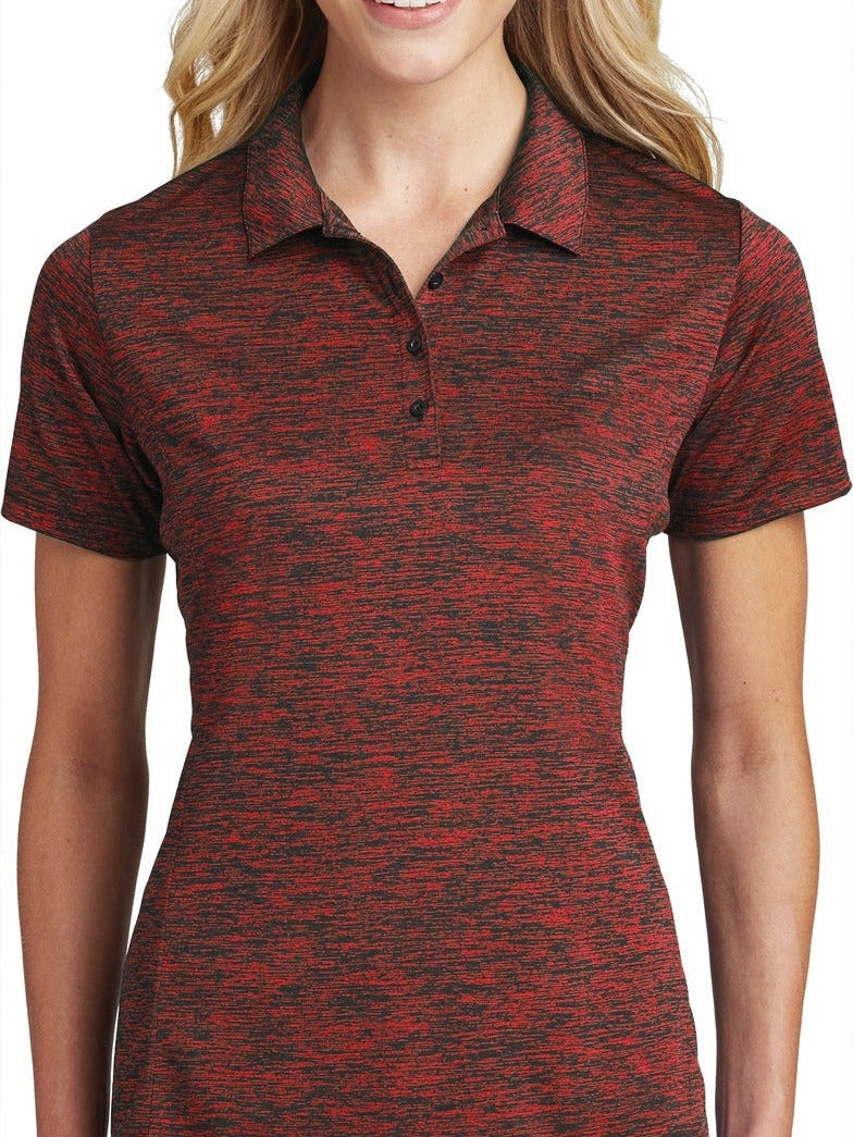 Sport-Tek Ladies PosiCharge Electric Heather Polo-Regular-Sport-Tek-Deep Red/Black Electric-S-Thread Logic