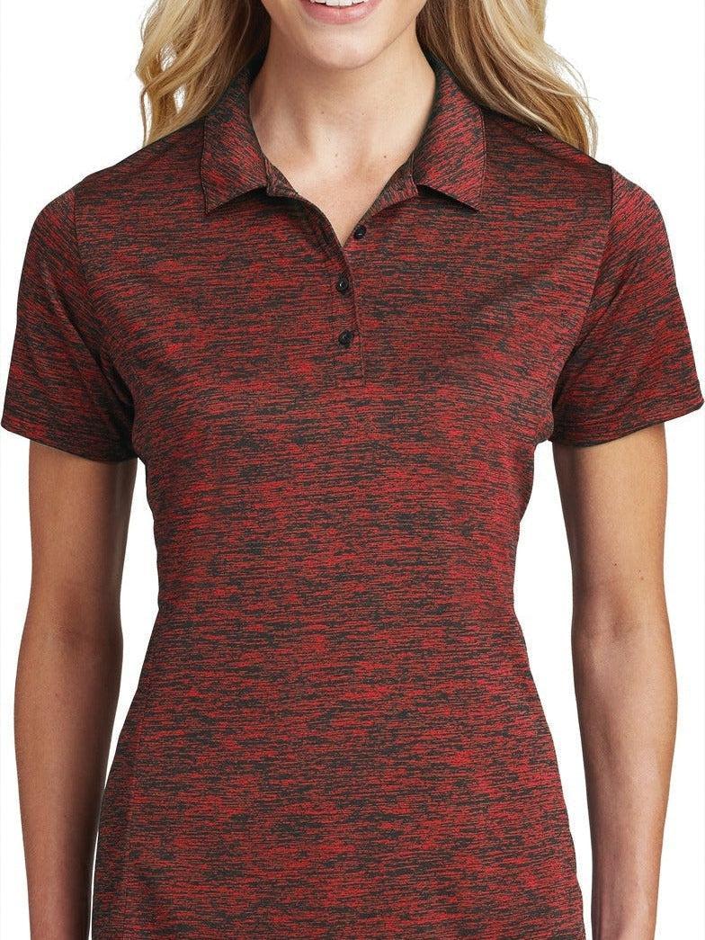 Sport-Tek Ladies PosiCharge Electric Heather Polo-Regular-Sport-Tek-Deep Red/Black Electric-S-Thread Logic