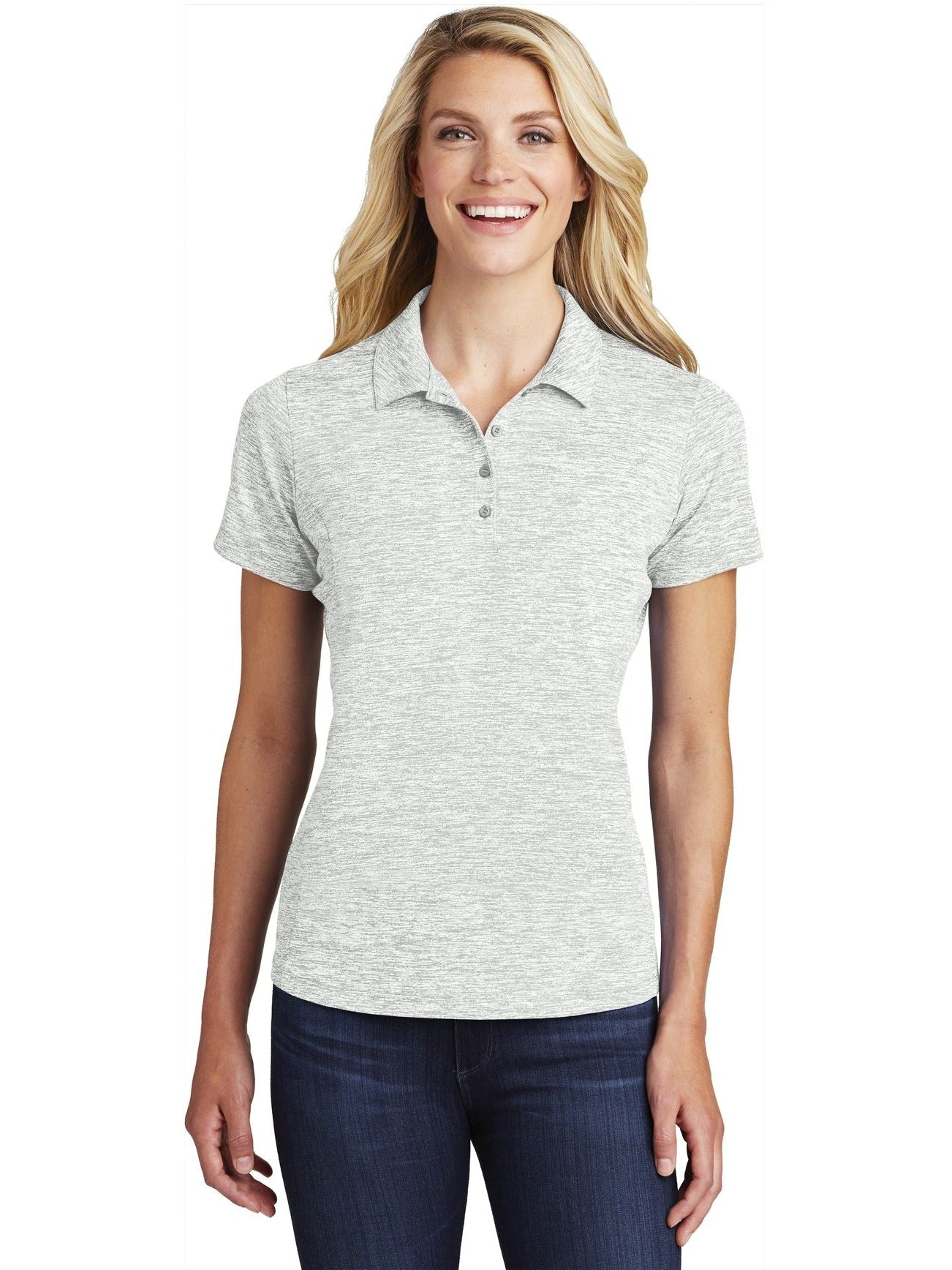 Sport-Tek Ladies PosiCharge Electric Heather Polo-Regular-Sport-Tek-Silver Electric-S-Thread Logic
