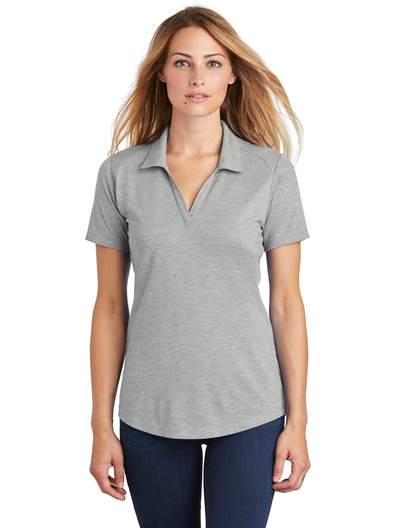 Sport-Tek Ladies PosiCharge Tri-Blend Wicking Polo-Regular-Sport-Tek-Light Grey Heather-S-Thread Logic