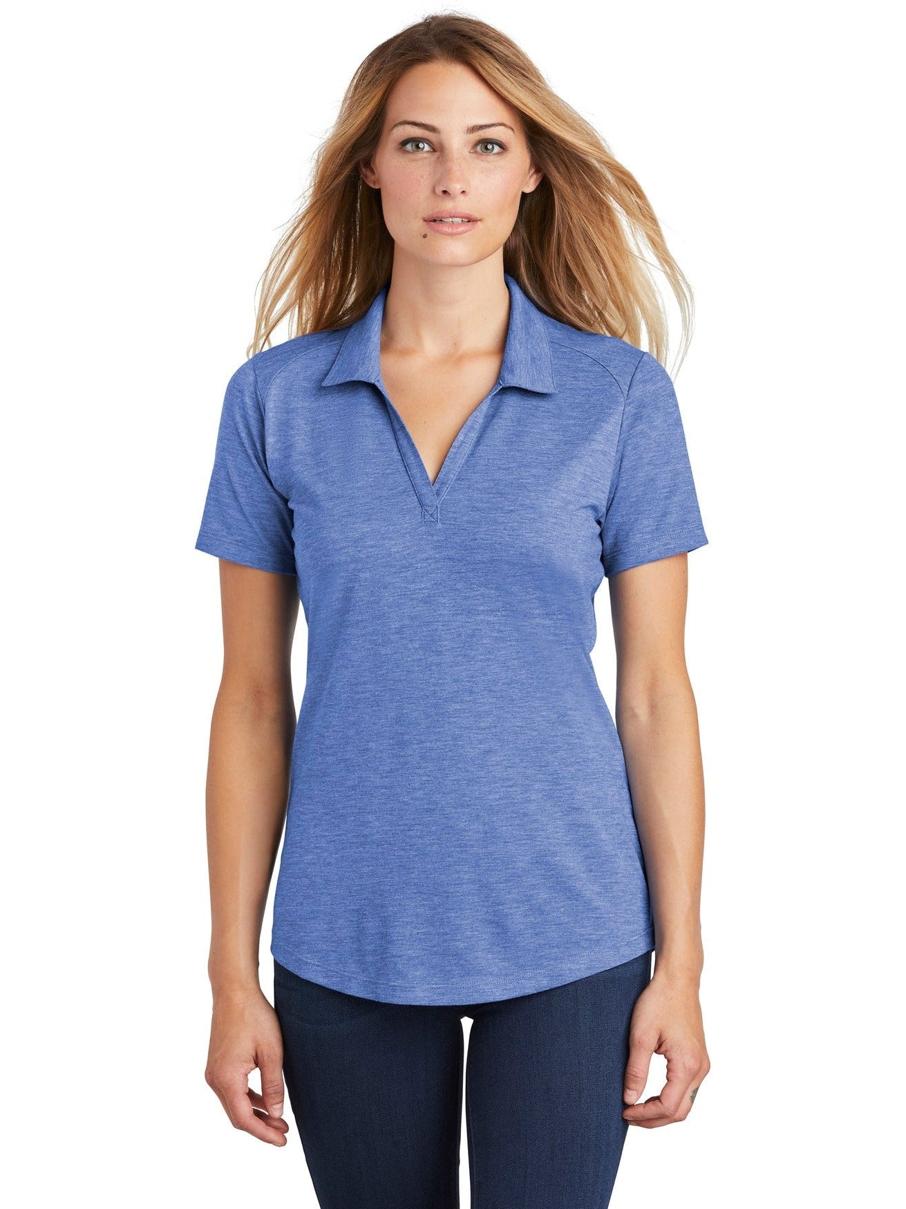 Sport-Tek Ladies PosiCharge Tri-Blend Wicking Polo-Regular-Sport-Tek-True Royal Heather-S-Thread Logic