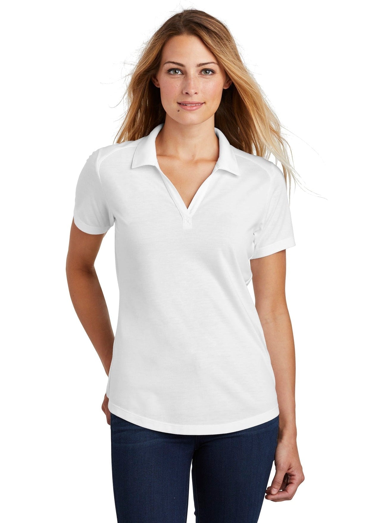 Sport-Tek Ladies PosiCharge Tri-Blend Wicking Polo-Regular-Sport-Tek-White Triad Solid-S-Thread Logic