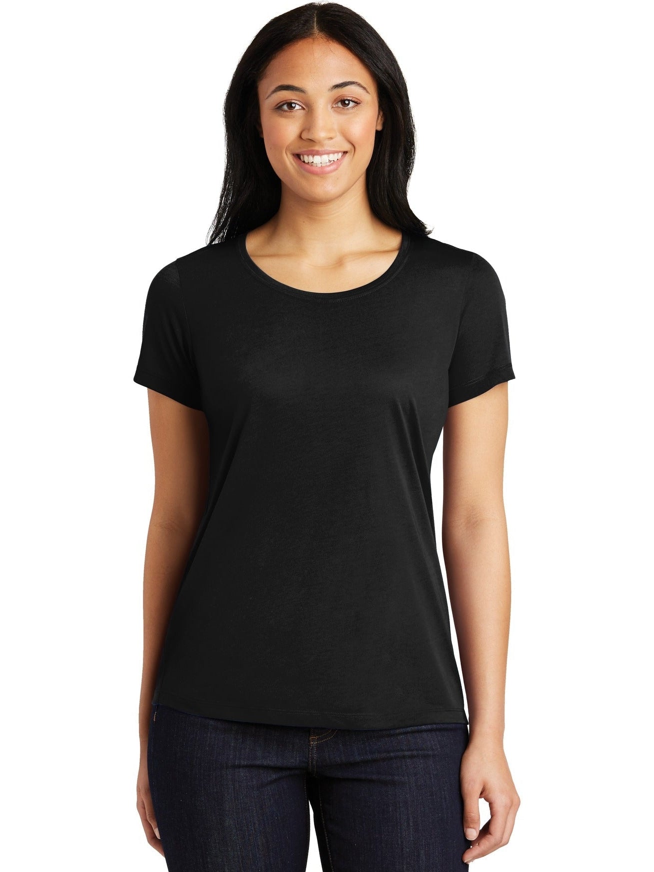 Sport-Tek Ladies Posicharge Competitor Cotton Touch Scoop Neck Tee-Regular-Sport-Tek-Black-S-Thread Logic