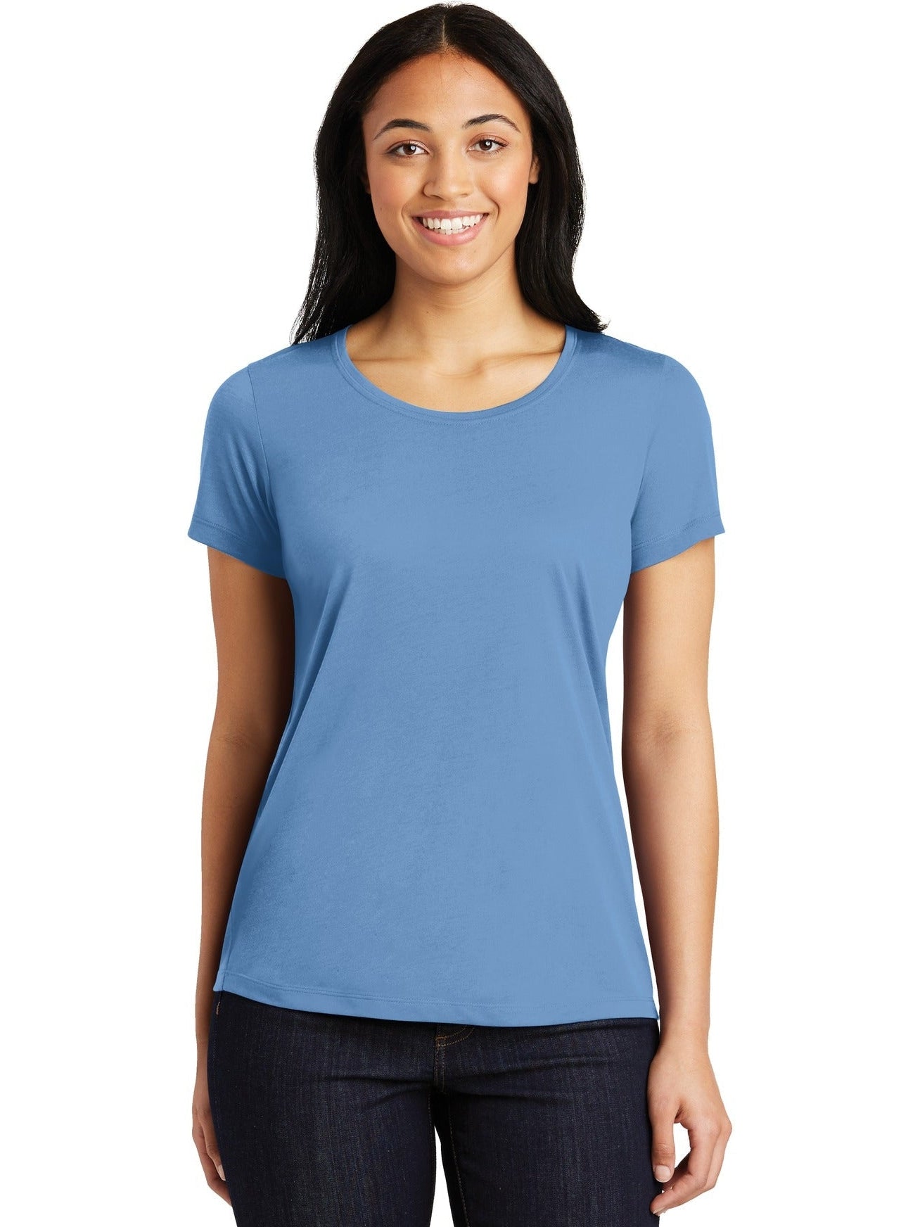 No-Logo CLOSEOUT - Sport-Tek Ladies Posicharge Competitor Cotton Touch Scoop Neck Tee-Polos-Sport-Tek-Carolina Blue-S-Thread Logic