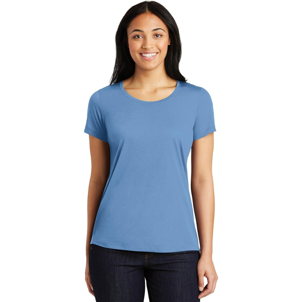 no-logo CLOSEOUT - Sport-Tek Ladies Posicharge Competitor Cotton Touch Scoop Neck Tee-Polos-Sport-Tek-Carolina Blue-S-Thread Logic