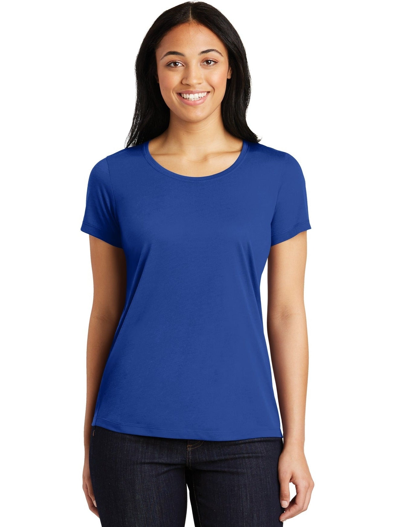 No-Logo CLOSEOUT - Sport-Tek Ladies Posicharge Competitor Cotton Touch Scoop Neck Tee-Polos-Sport-Tek-True Royal-S-Thread Logic