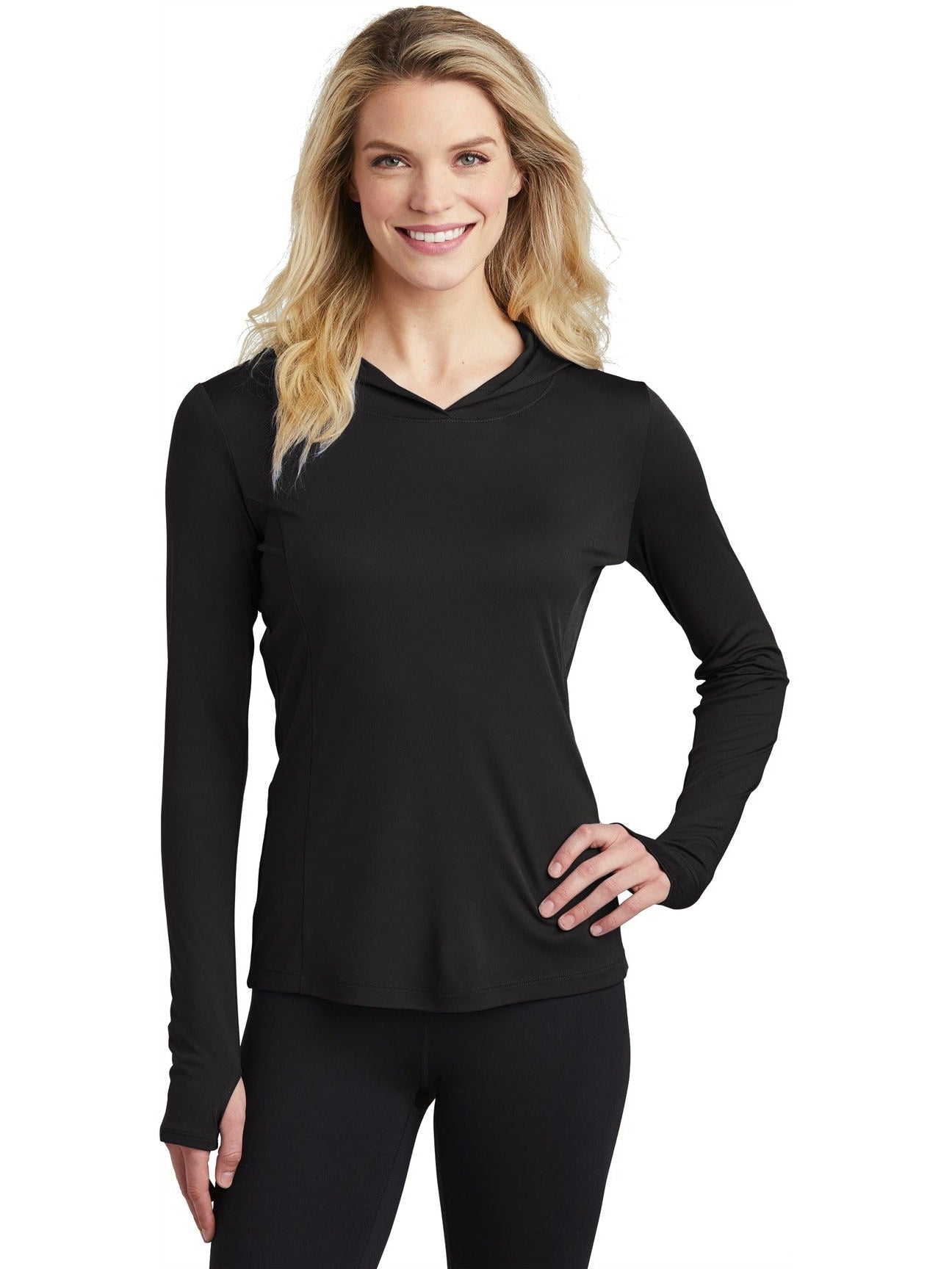 Sport-Tek Ladies Posicharge Competitor Hooded Pullover-Regular-Sport-Tek-Black-S-Thread Logic